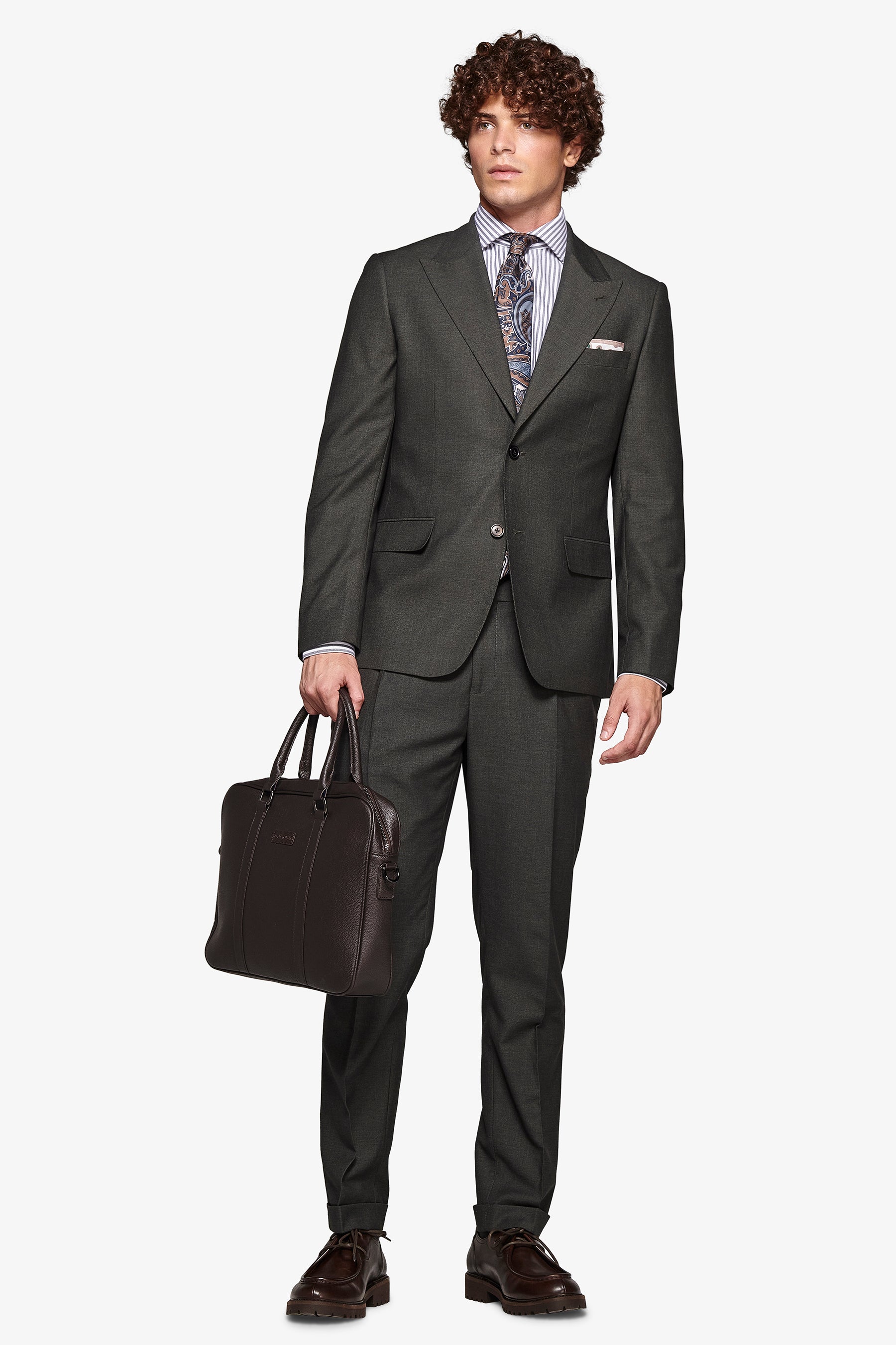 Giacca da abito micro armaturata verde slim-Dan John