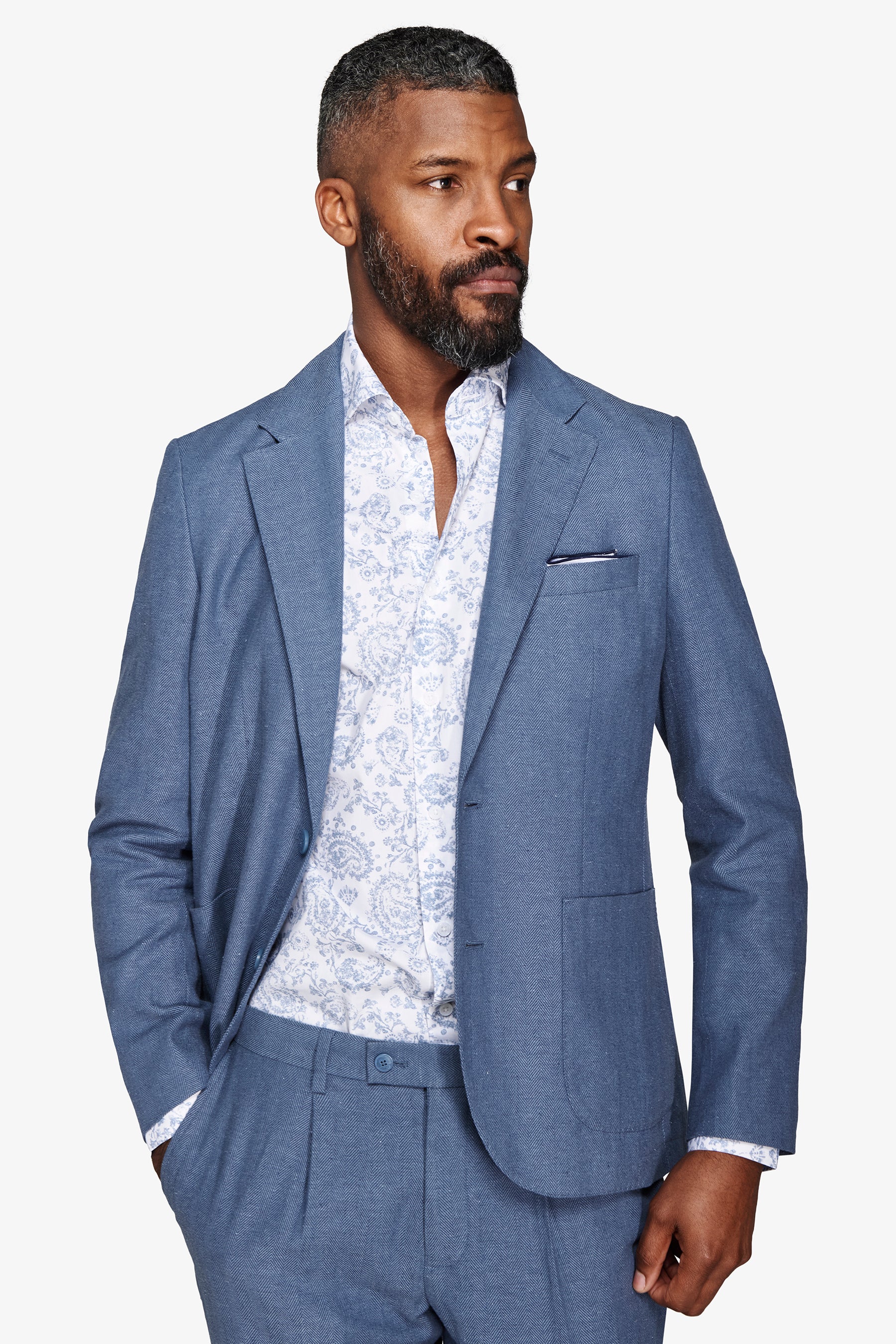 Giacca da abito misto lino Herringbone avion-Dan John