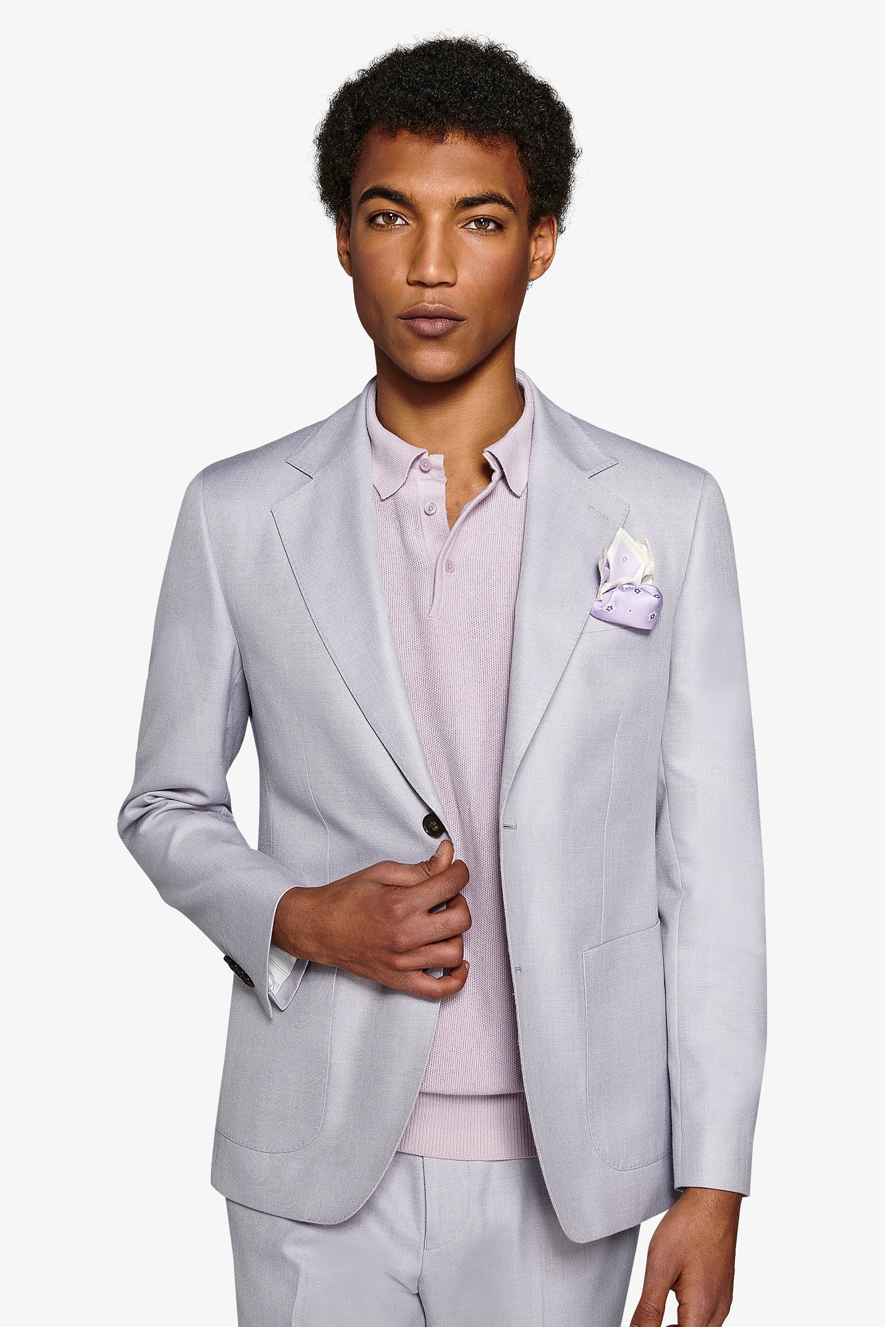 Giacca da abito misto lino fiammata lavanda slim-Dan John