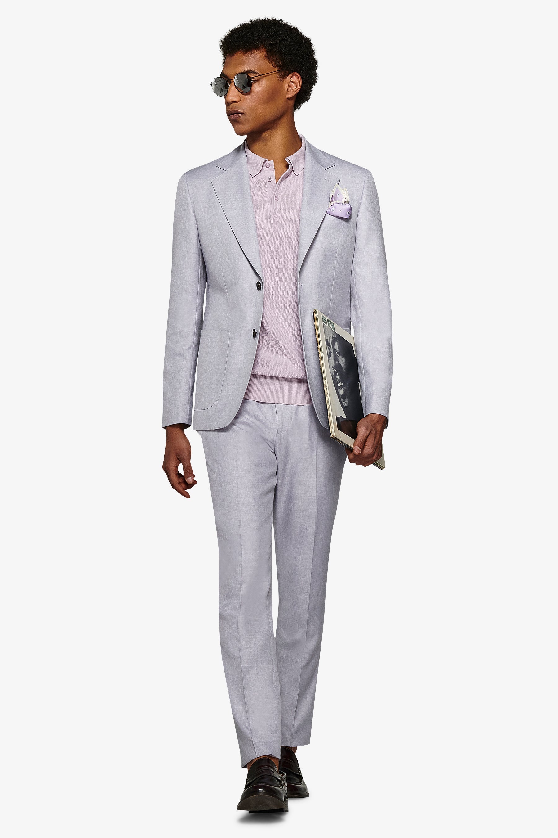 Giacca da abito misto lino fiammata lavanda slim-Dan John