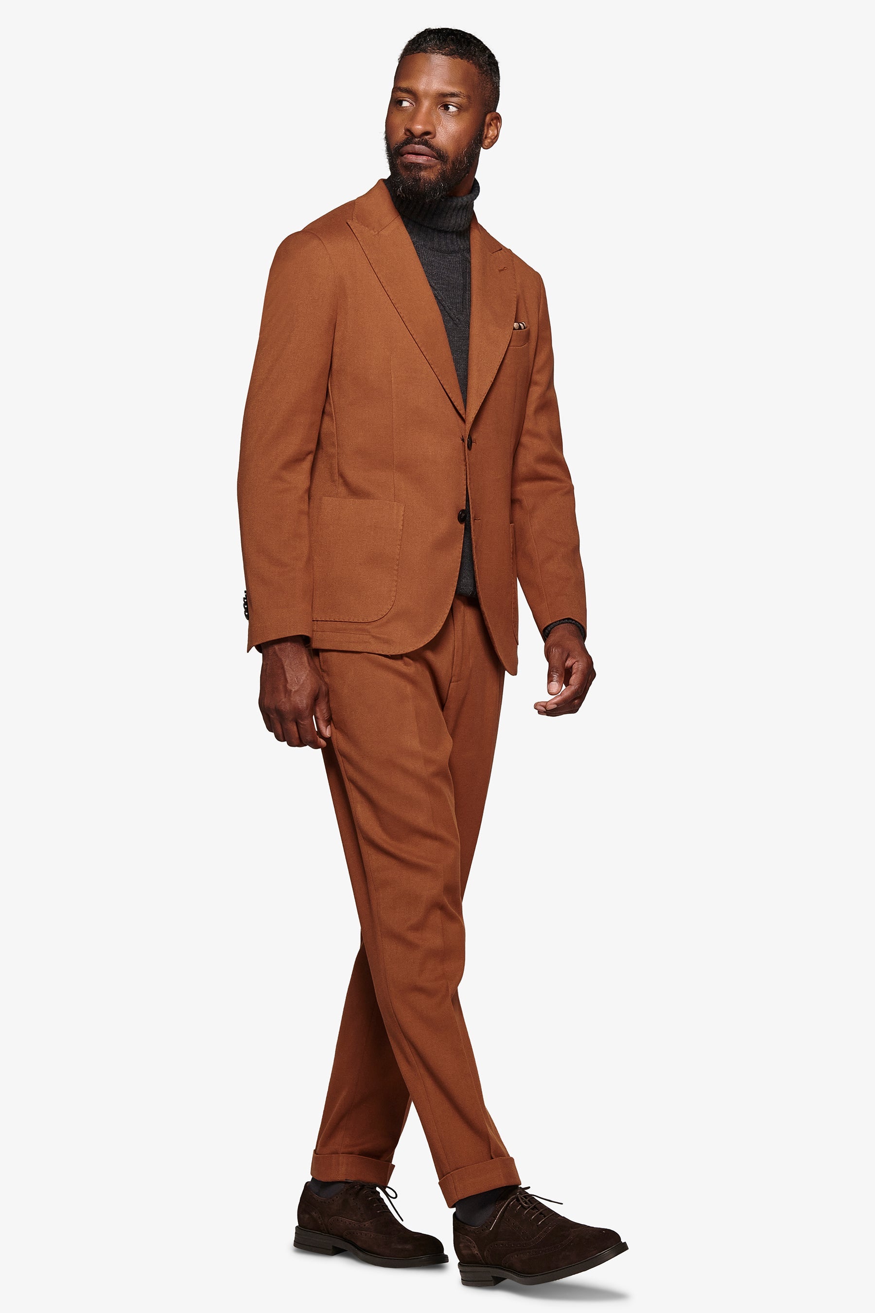 Biscuit peak lapel suit blazer
