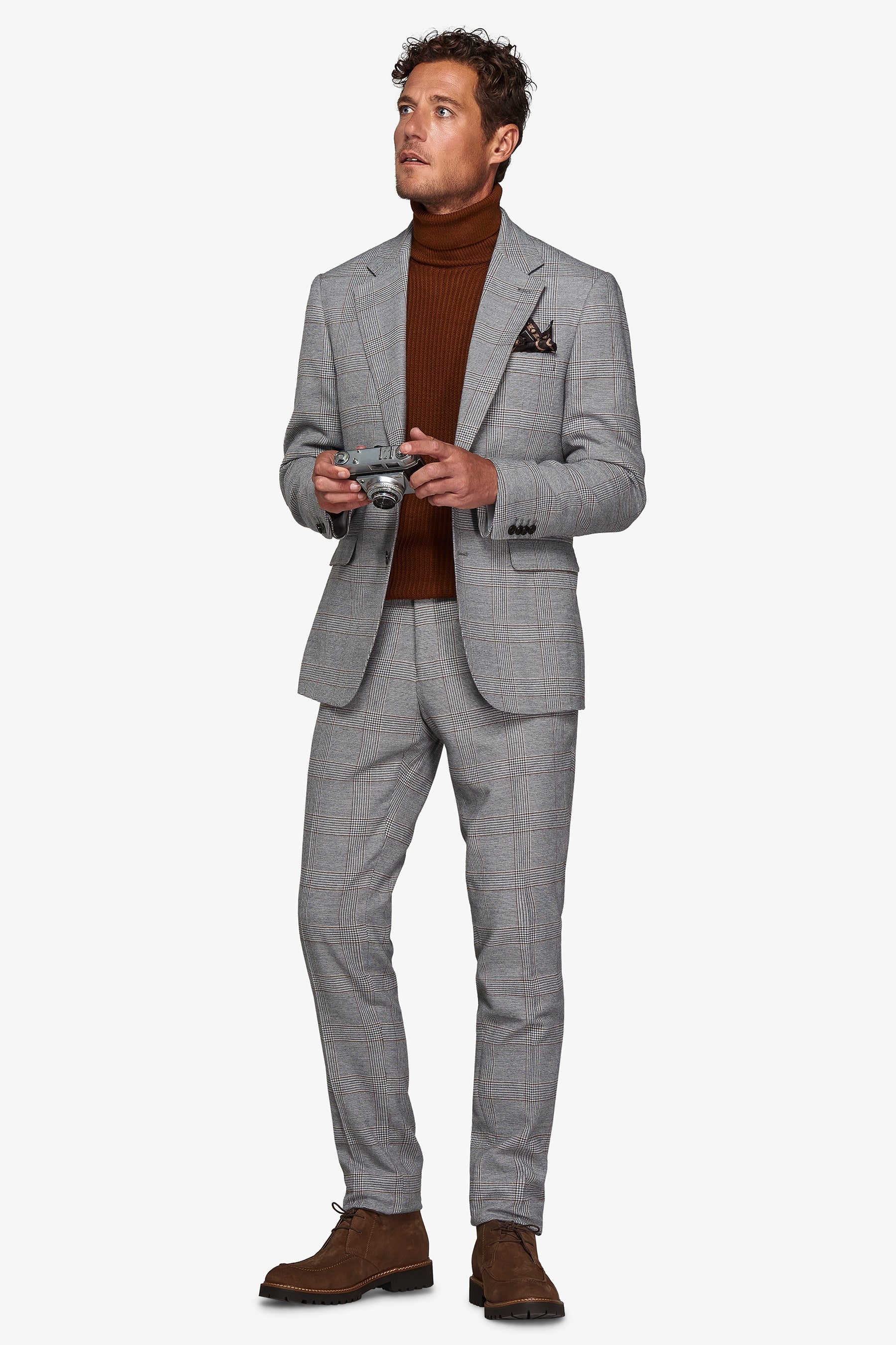 Giacca da abito principe di galles tortora-Dan John