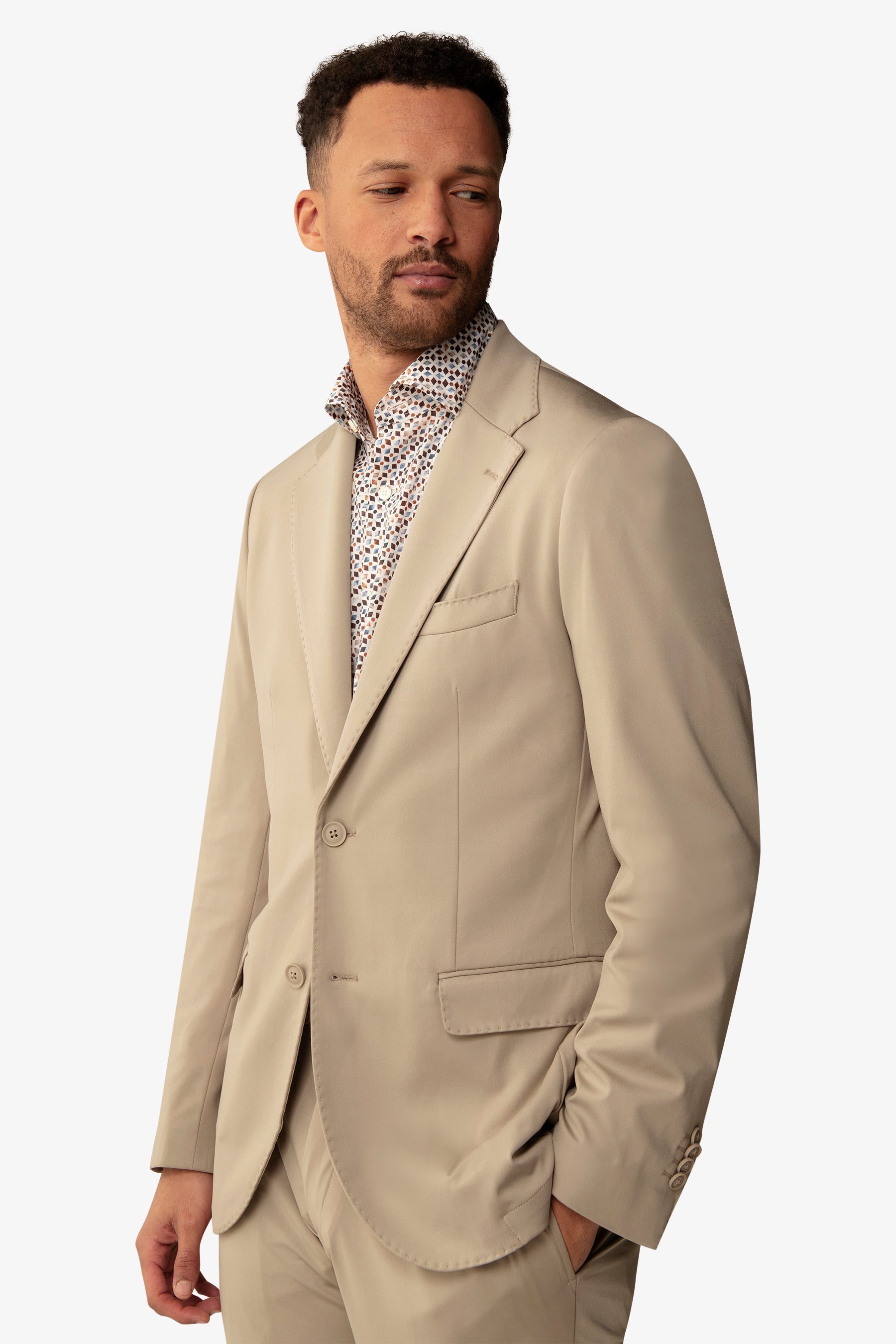 Giacca da abito relax tech tortora slim-Dan John