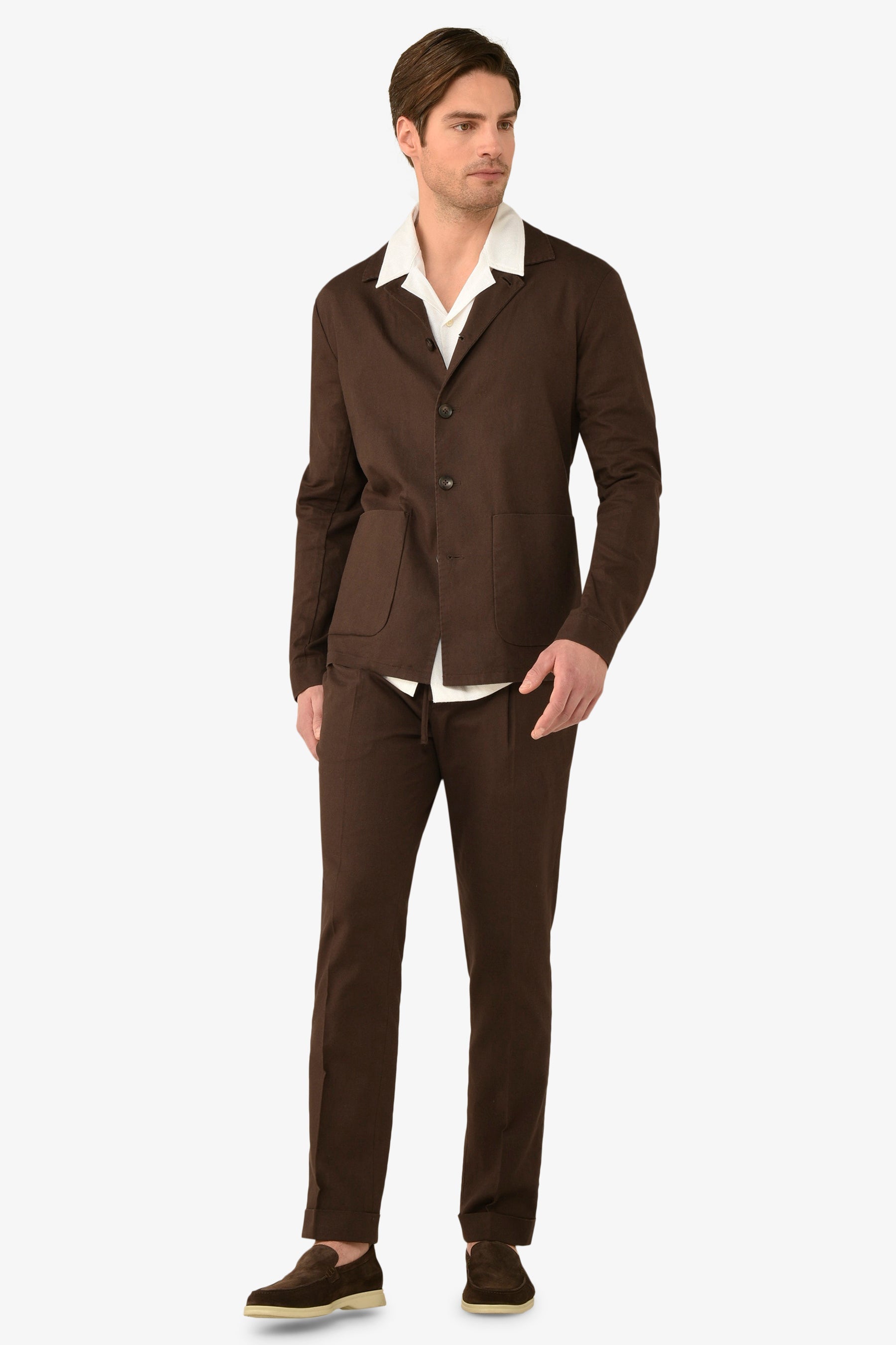 Giacca da abito worker misto lino moro-Dan John