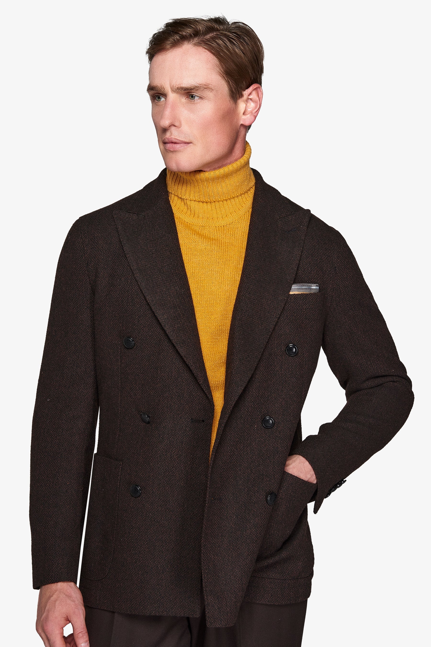 Giacca doppiopetto bouclè marrone-Dan John