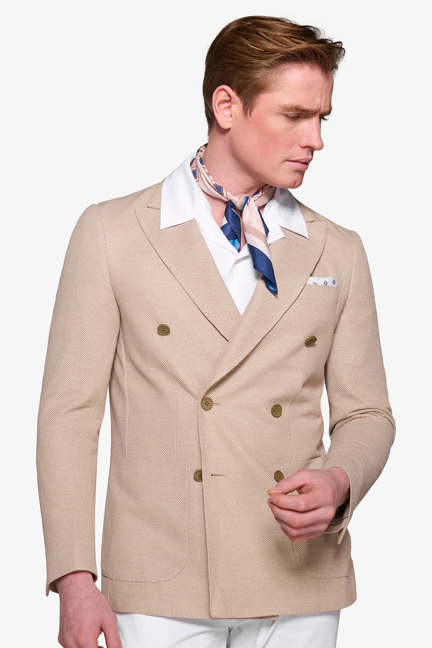 Giacca doppiopetto jersey armaturata beige-Dan John