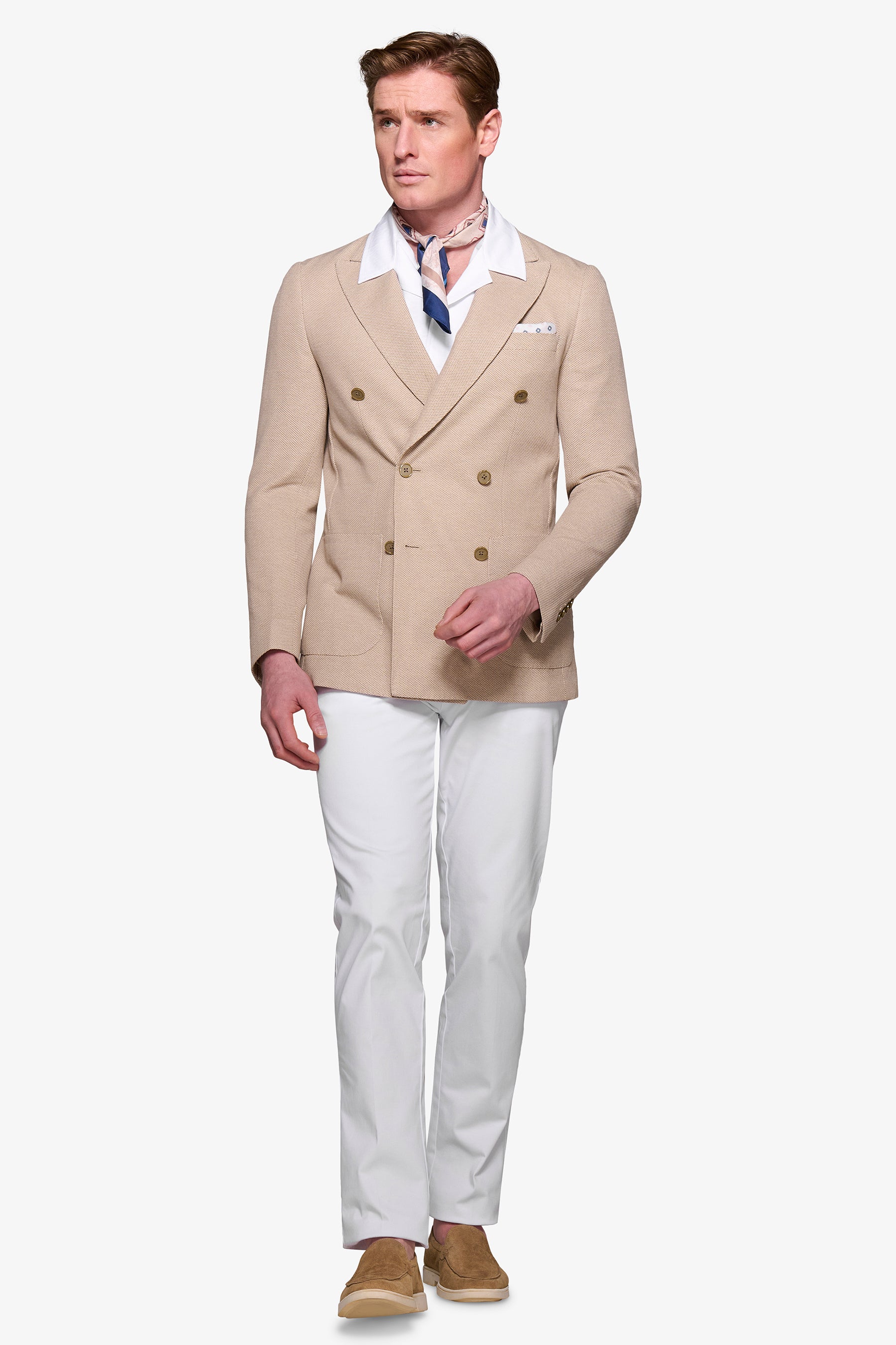 Giacca doppiopetto jersey armaturata beige-Dan John