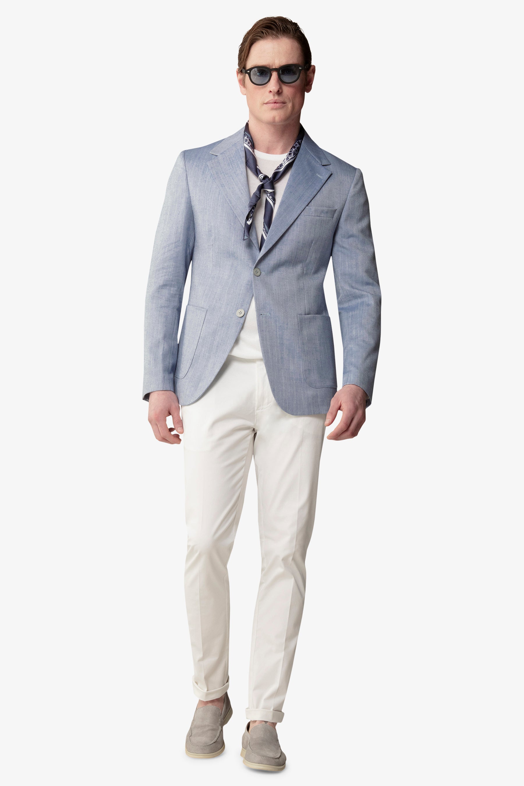 Giacca fantasia herringbone cielo-Dan John