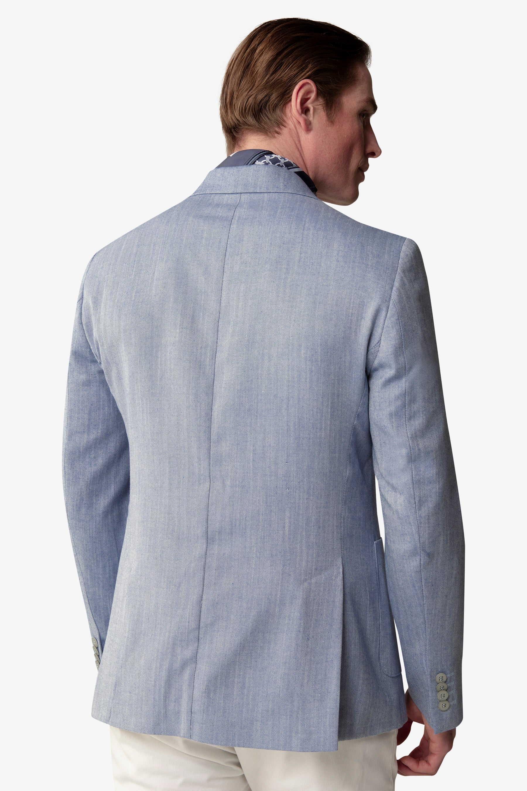 Giacca fantasia herringbone cielo-Dan John