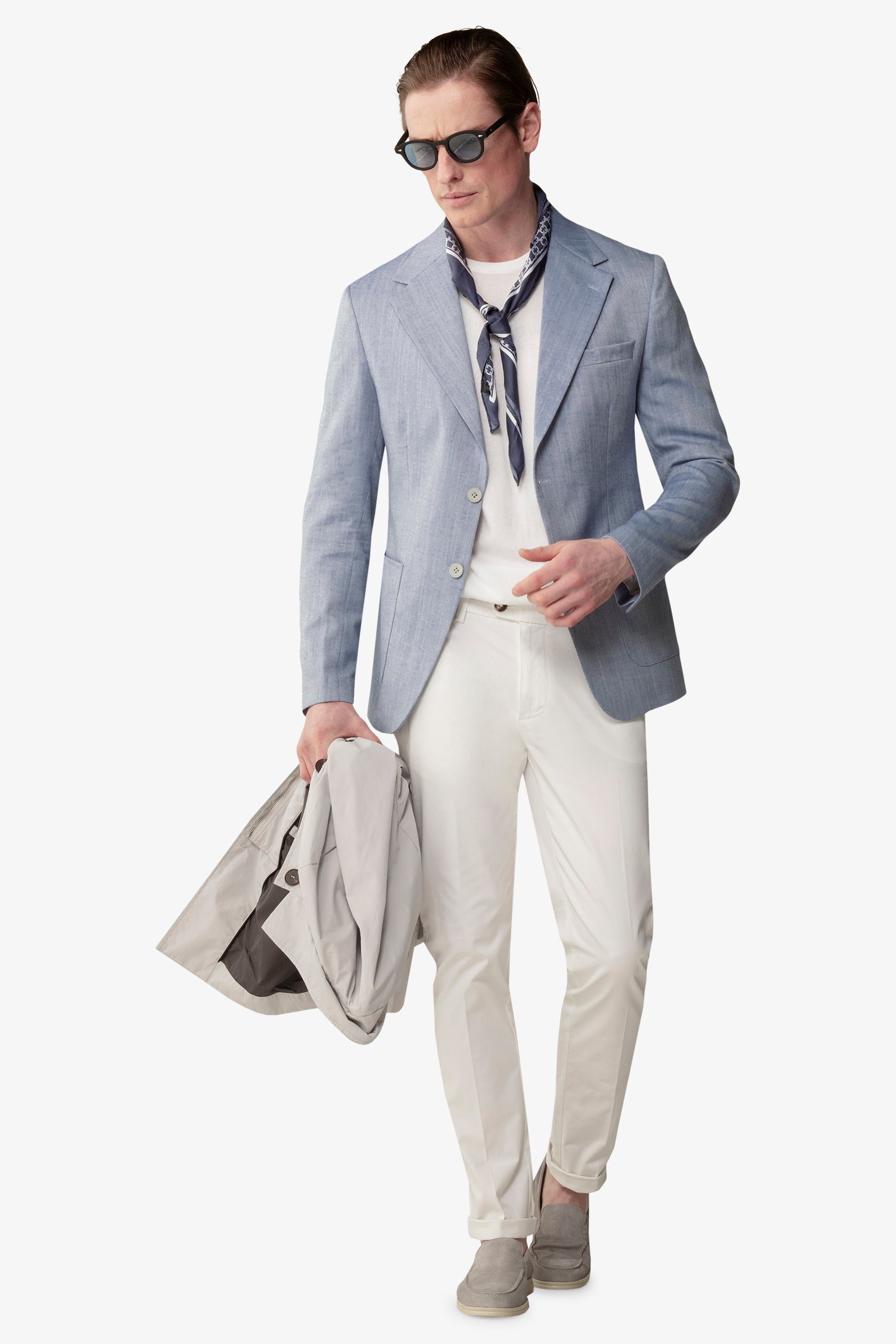 Giacca fantasia herringbone cielo-Dan John