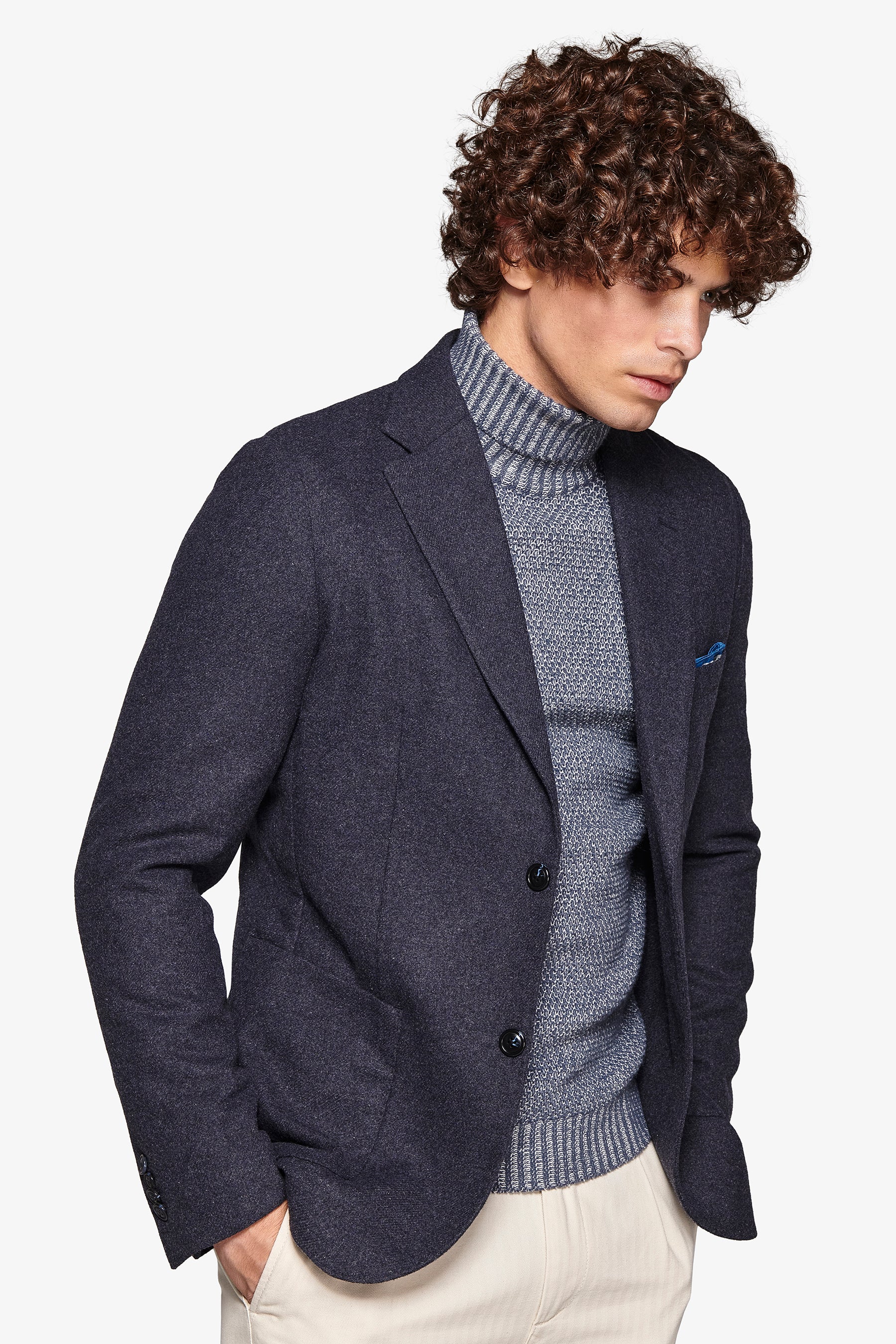 Giacca flanella melange blu-Dan John