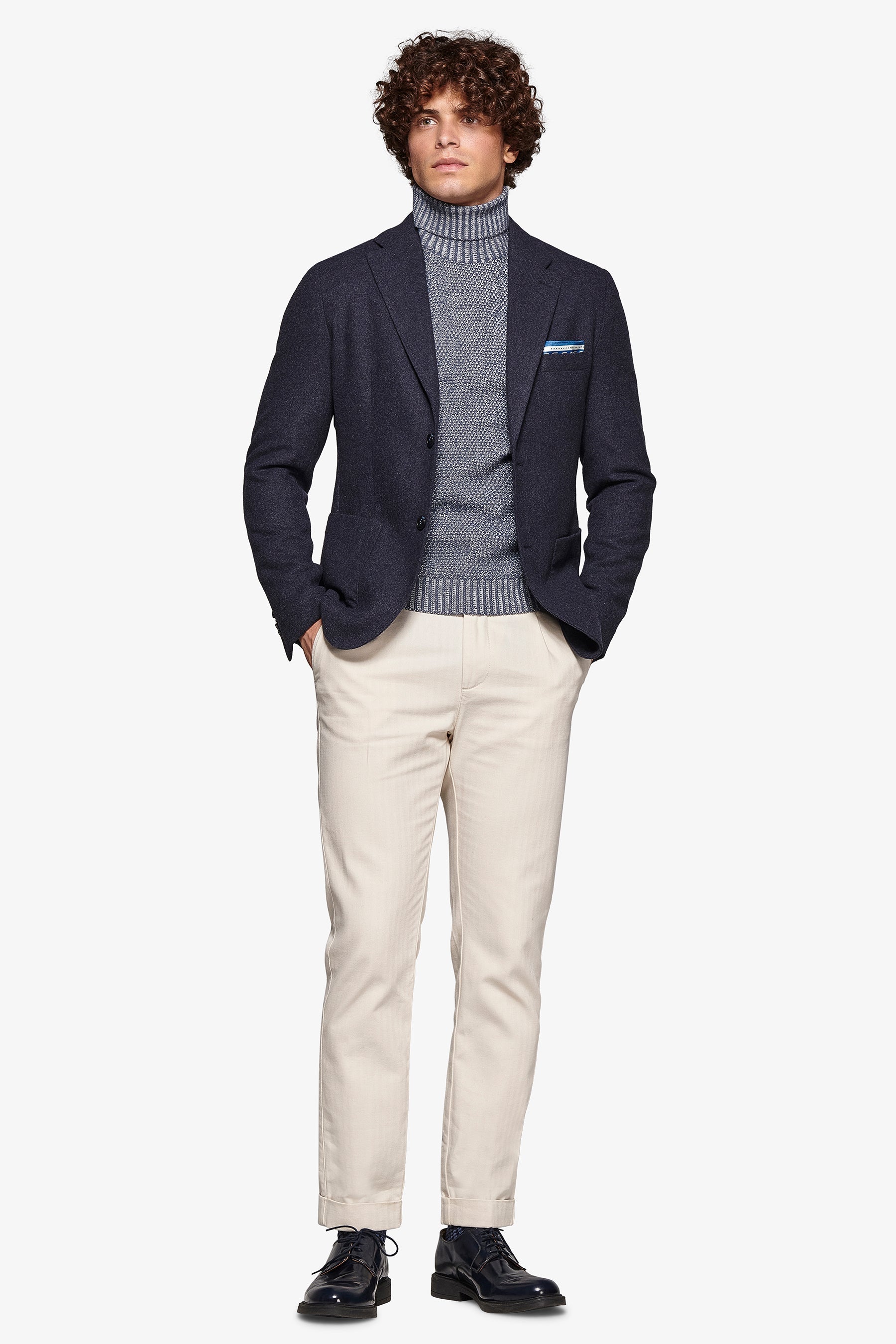 Giacca flanella melange blu-Dan John