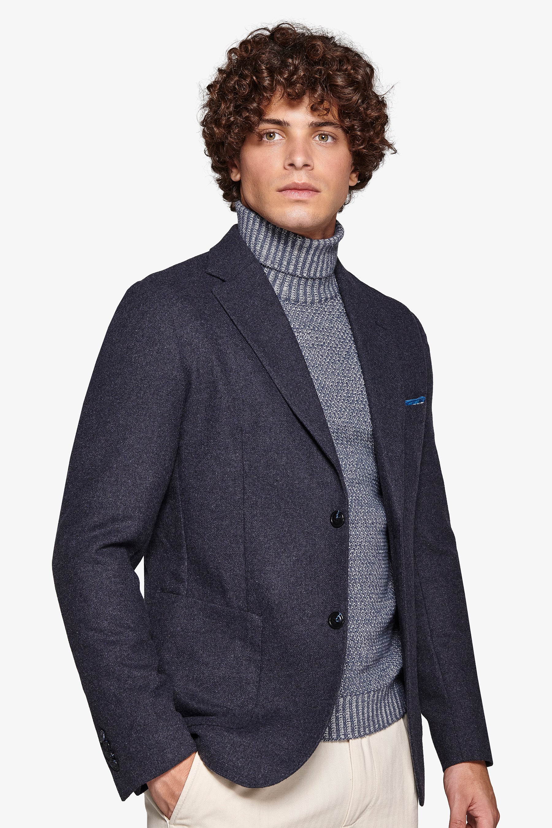 Giacca flanella melange blu-Dan John