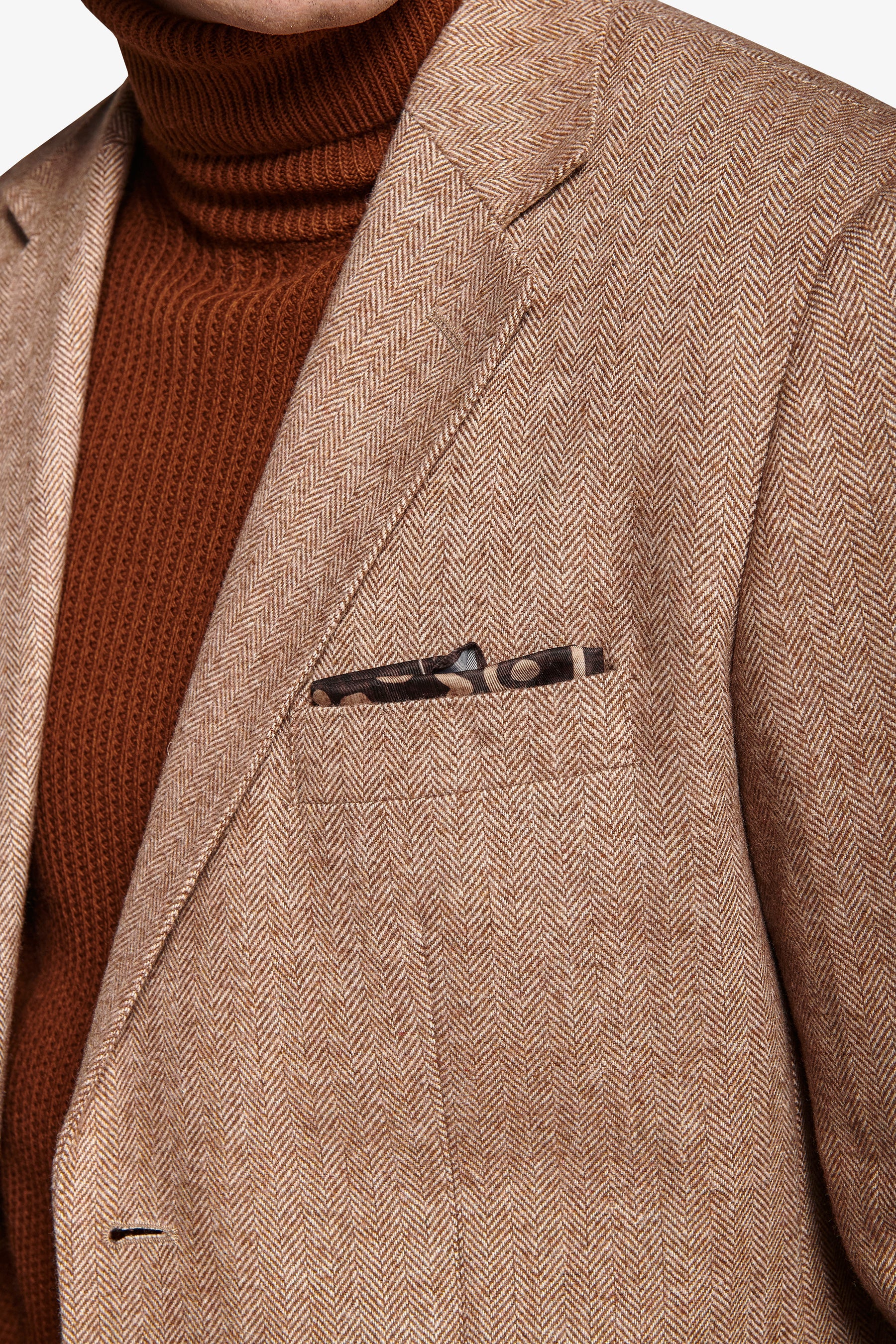 Giacca in flanella spigata cammello-Dan John