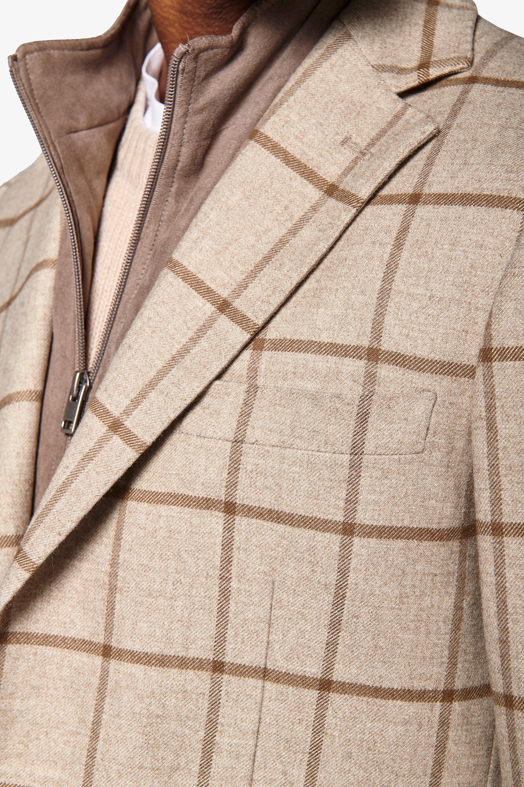 Giacca overcheck con pettorina beige-Dan John