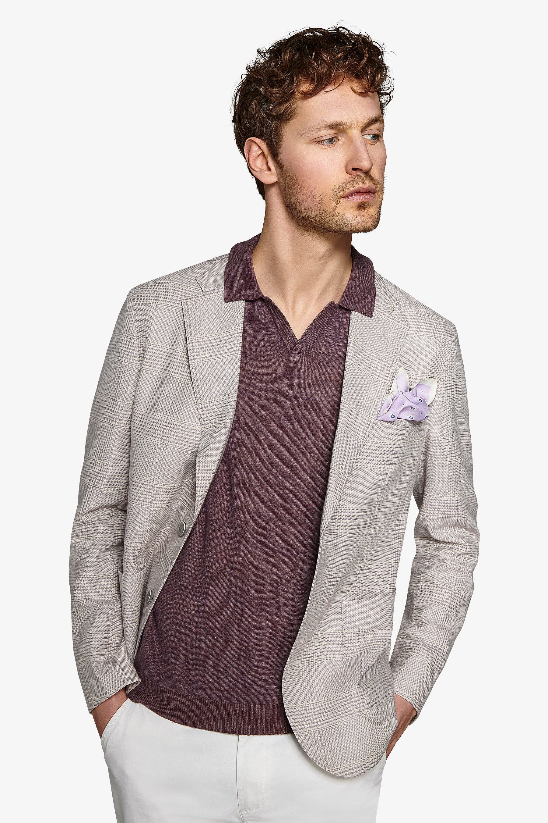 Giacca principe di galles melange lavanda slim-Dan John