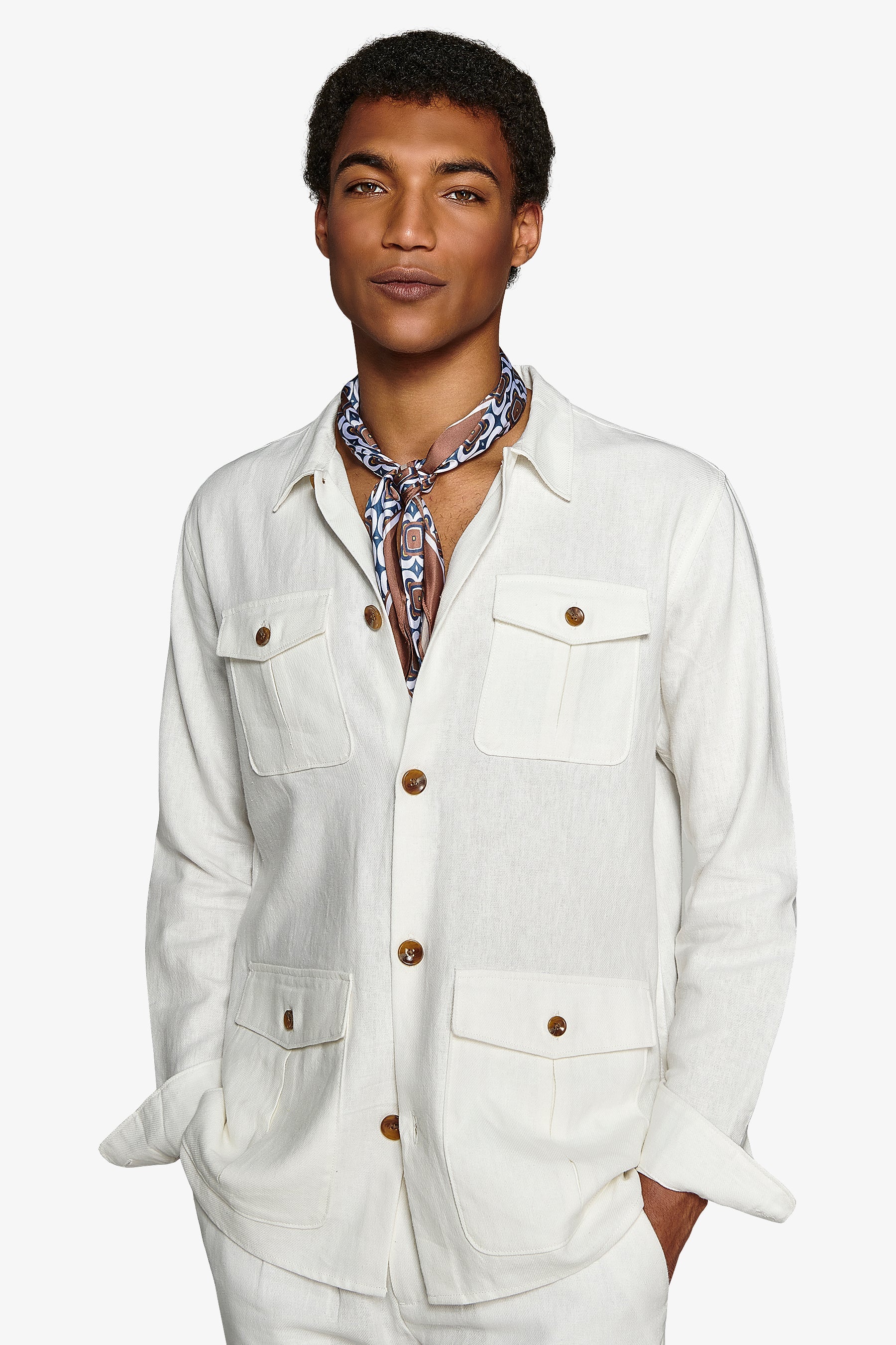 Giacca sahariana armaturata bianca-Dan John