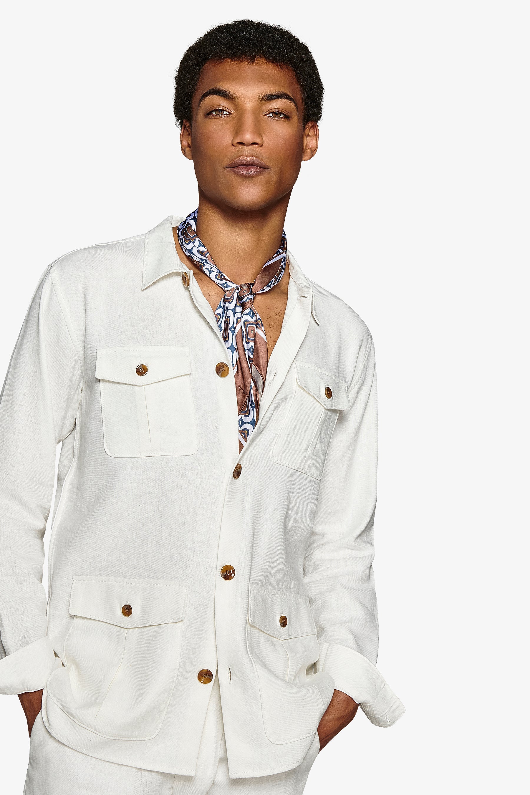 Giacca sahariana armaturata bianca-Dan John