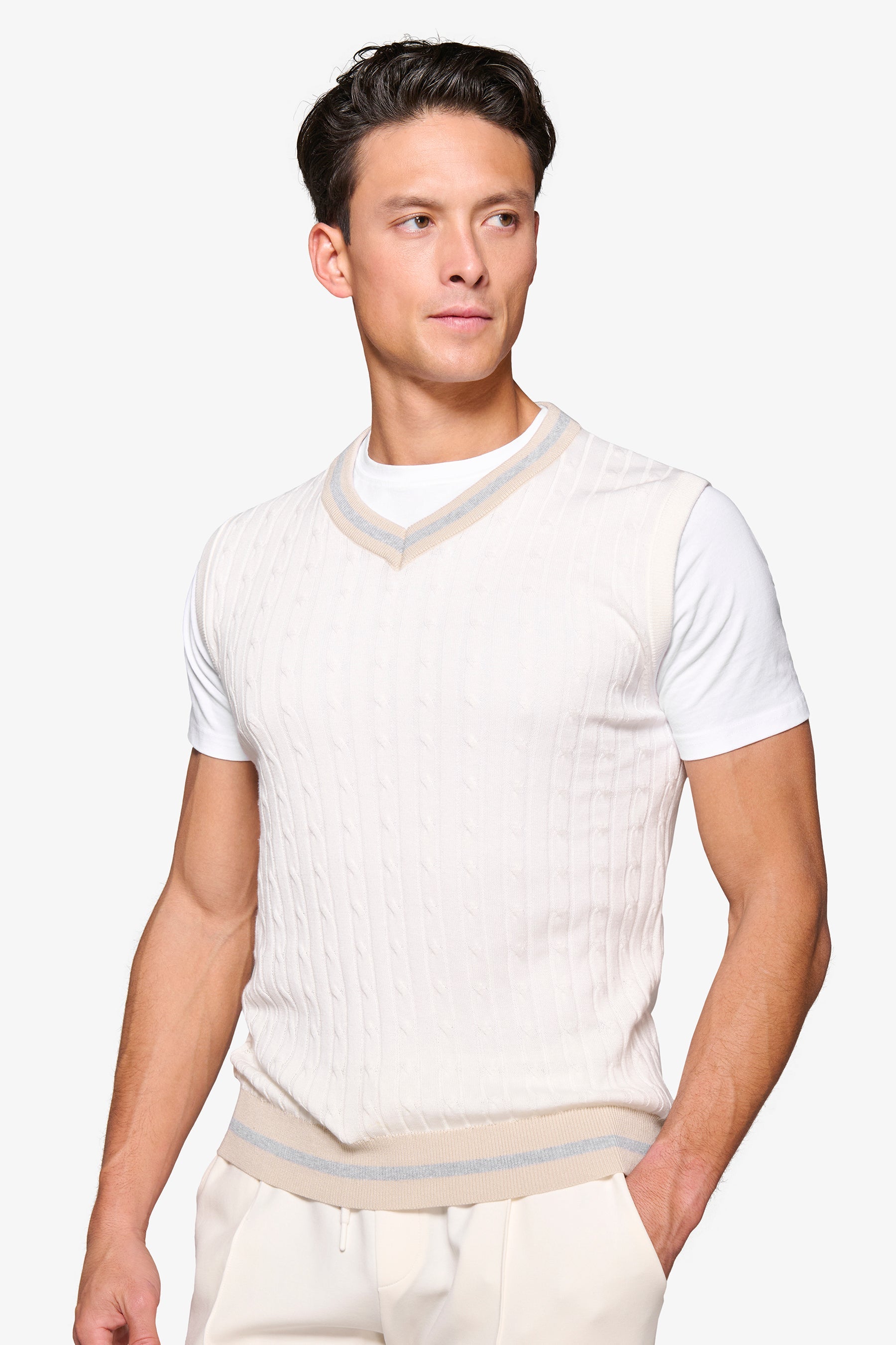 Gilet treccia e costa DNJ off white-Dan John