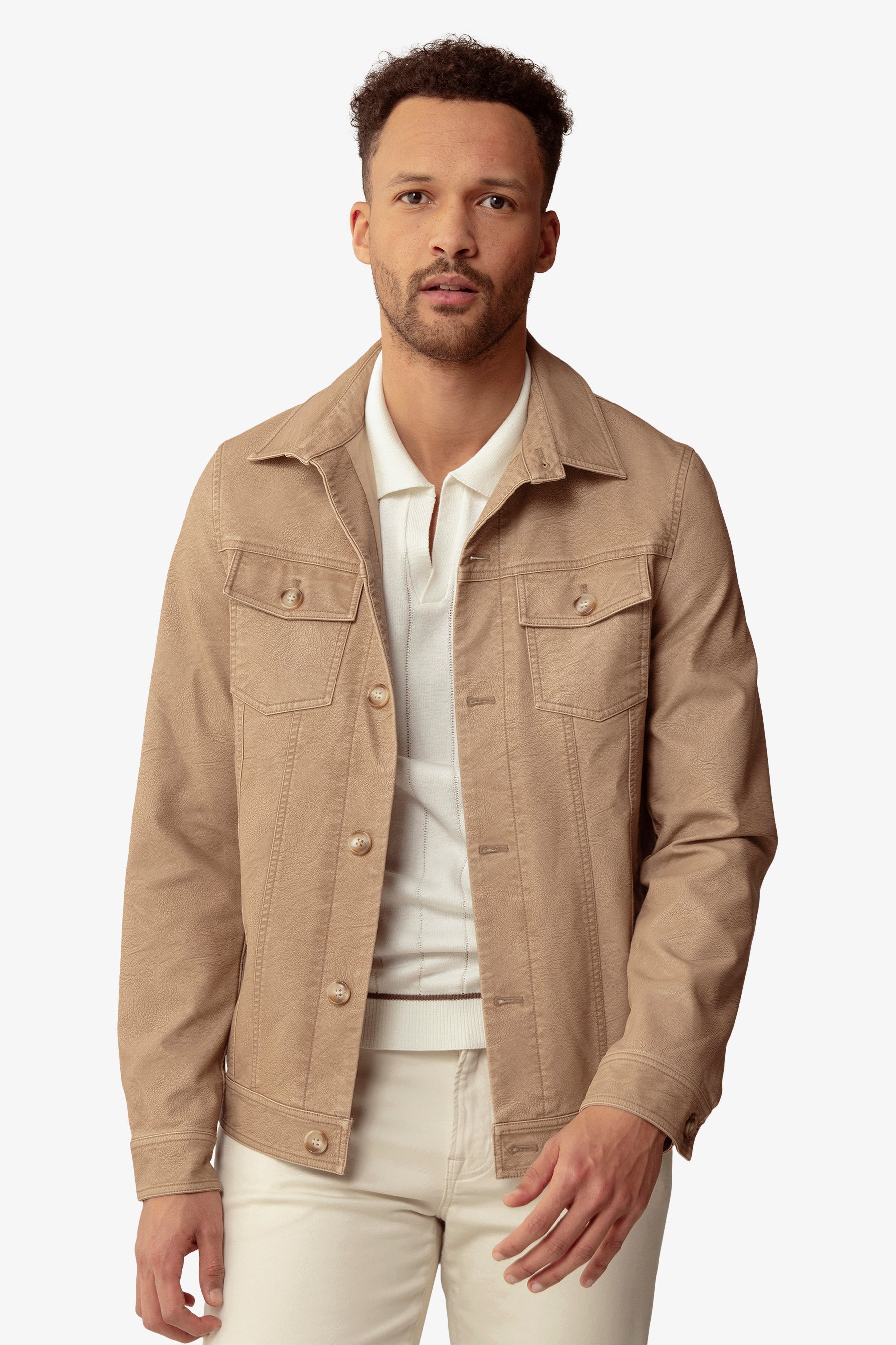 Giubbotto corto collo camicia sabbia-Dan John