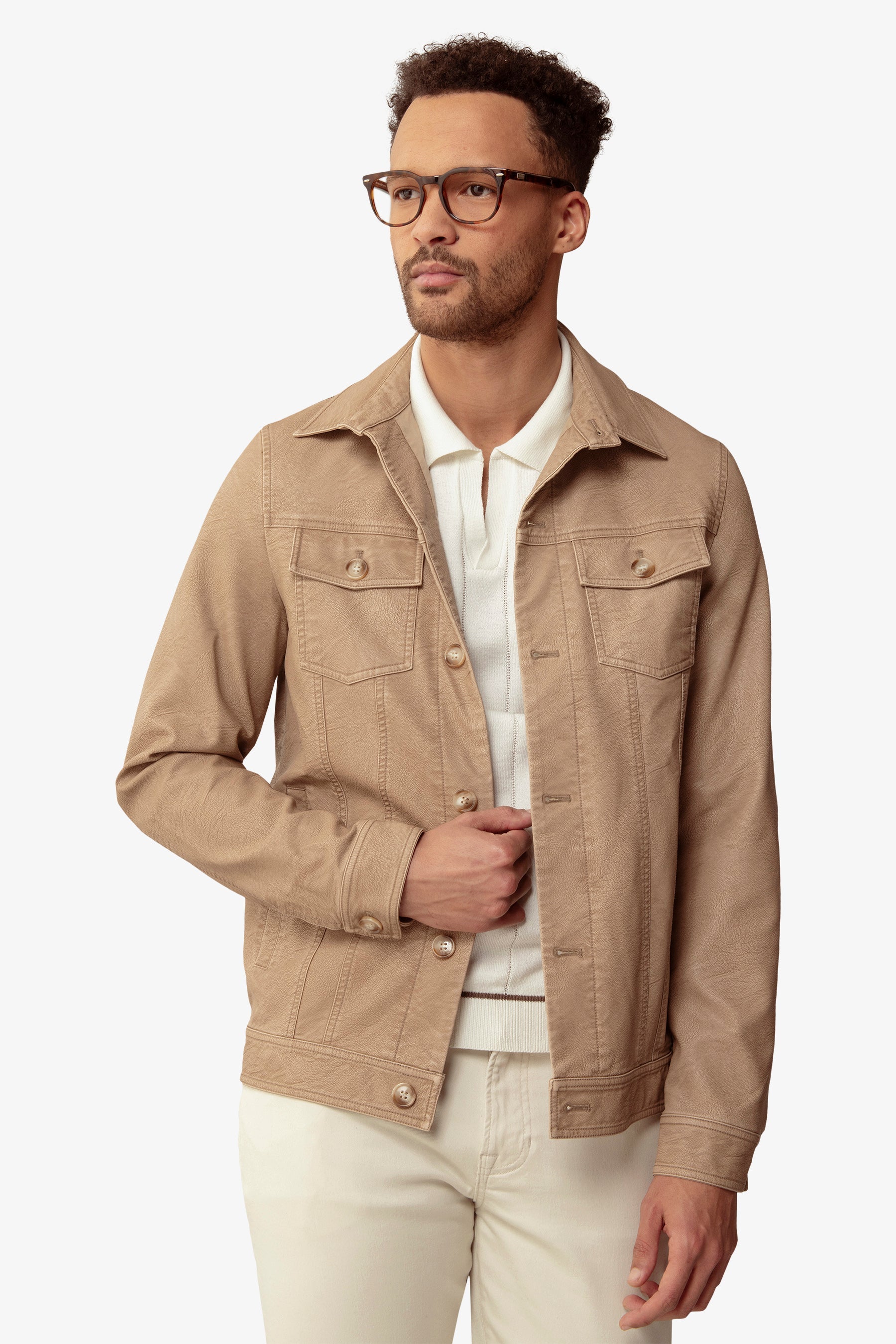 Giubbotto corto collo camicia sabbia-Dan John