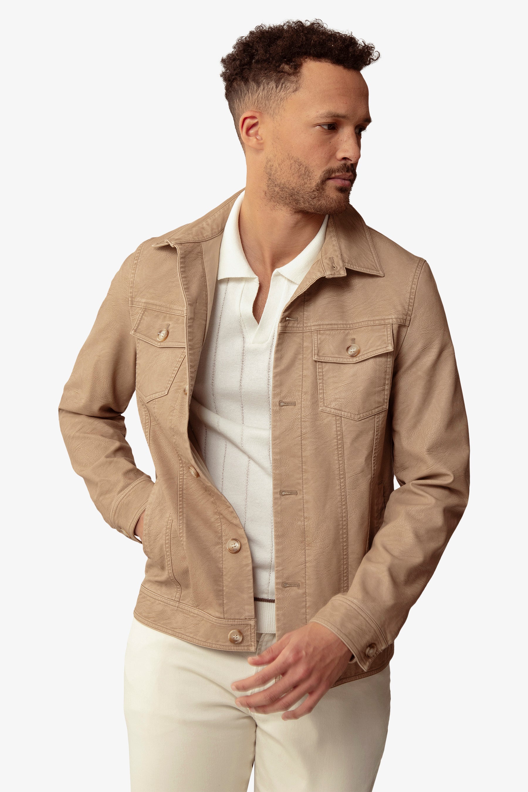 Giubbotto corto collo camicia sabbia-Dan John