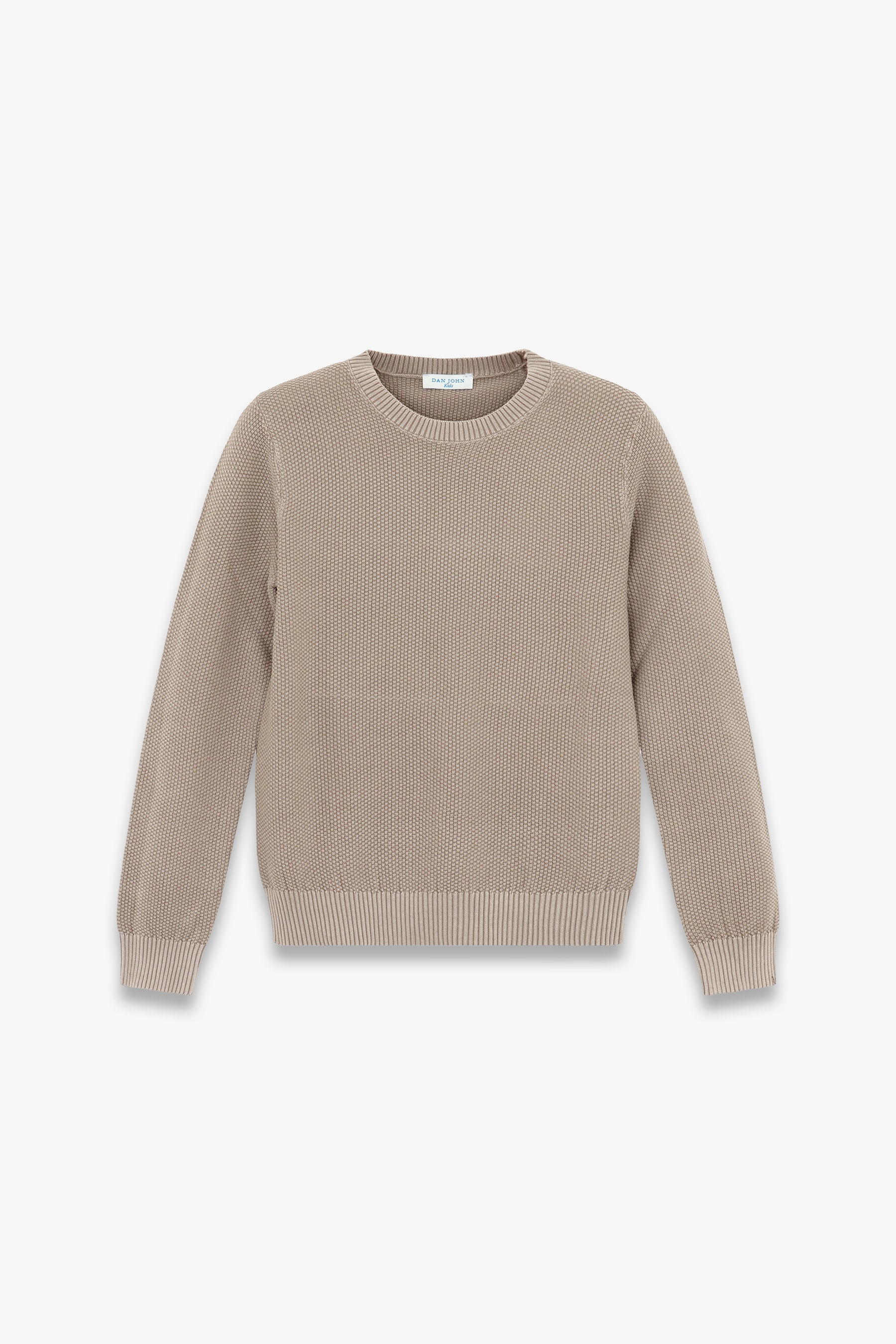 Pull à col rond gris souris, point de riz, Kids