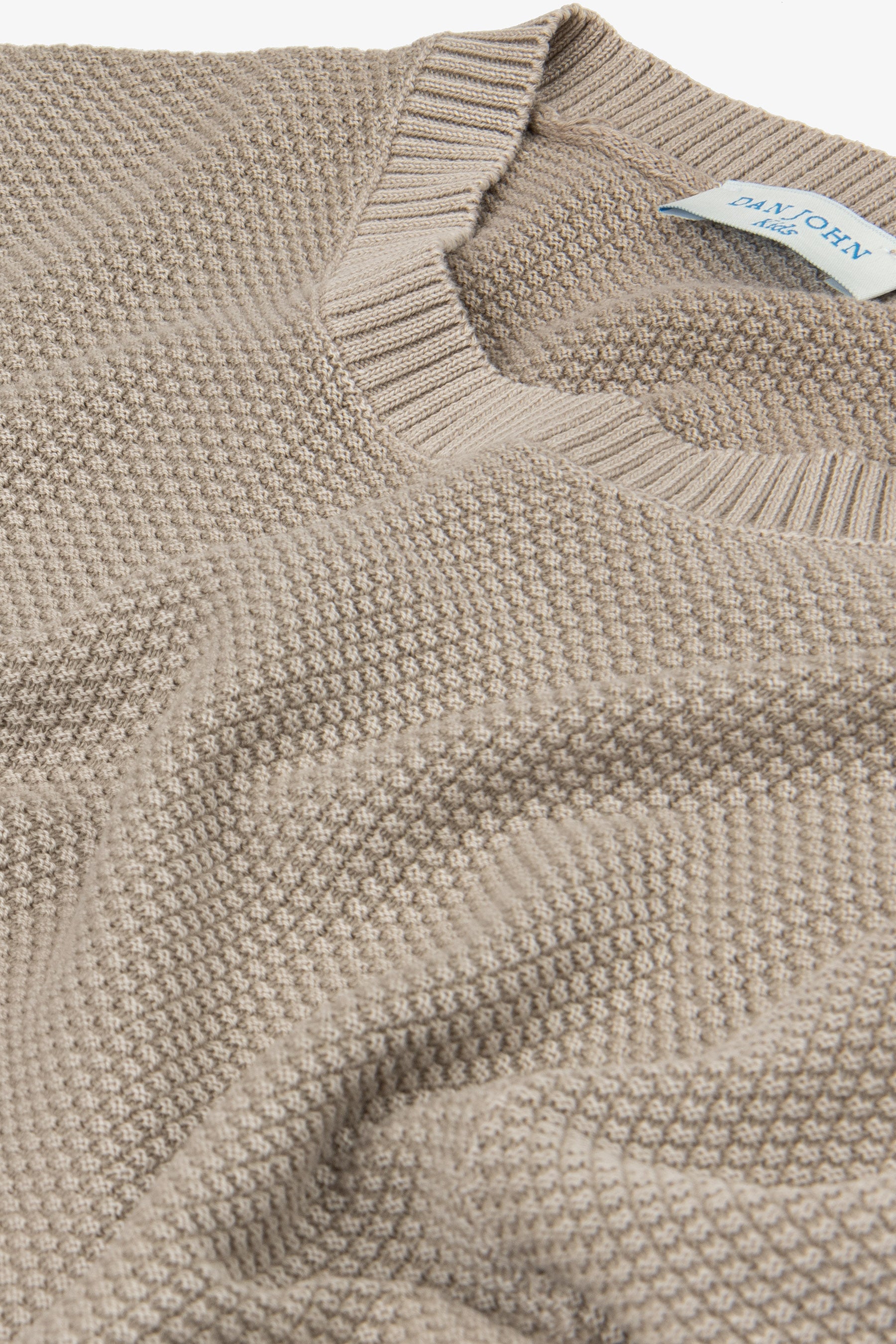 KIDS Taupe rice stitch crewneck sweater