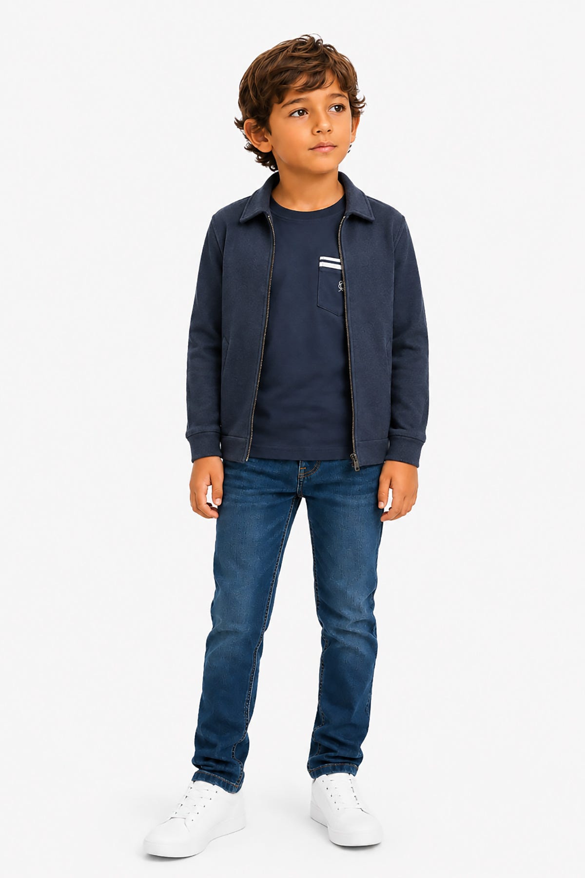 Giubbotto corto in panno blu Kids