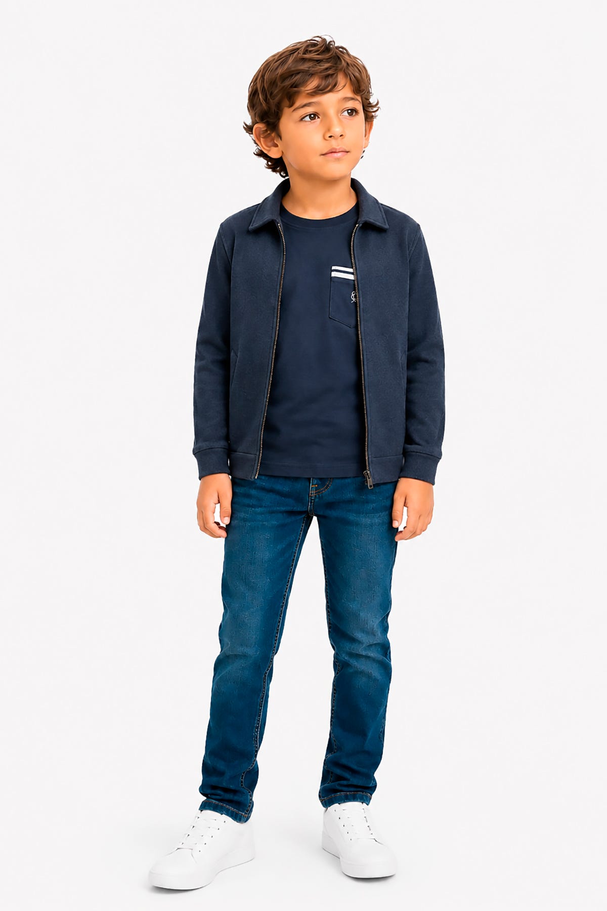Giubbotto corto in panno blu Kids