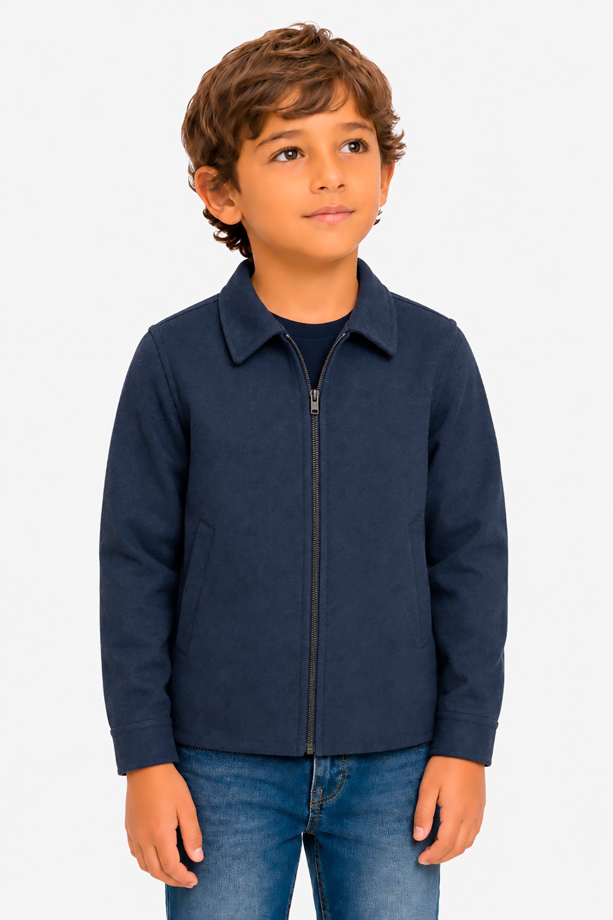 Giubbotto corto in panno blu Kids