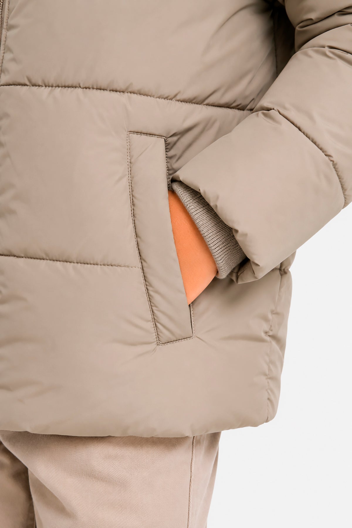 Piumino full zip trapuntato beige Kids