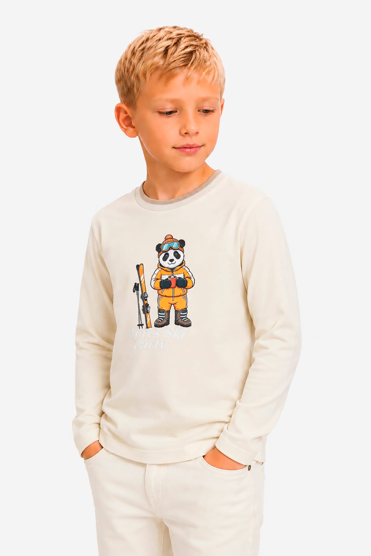 T-shirt in cotone jersey panna Kids