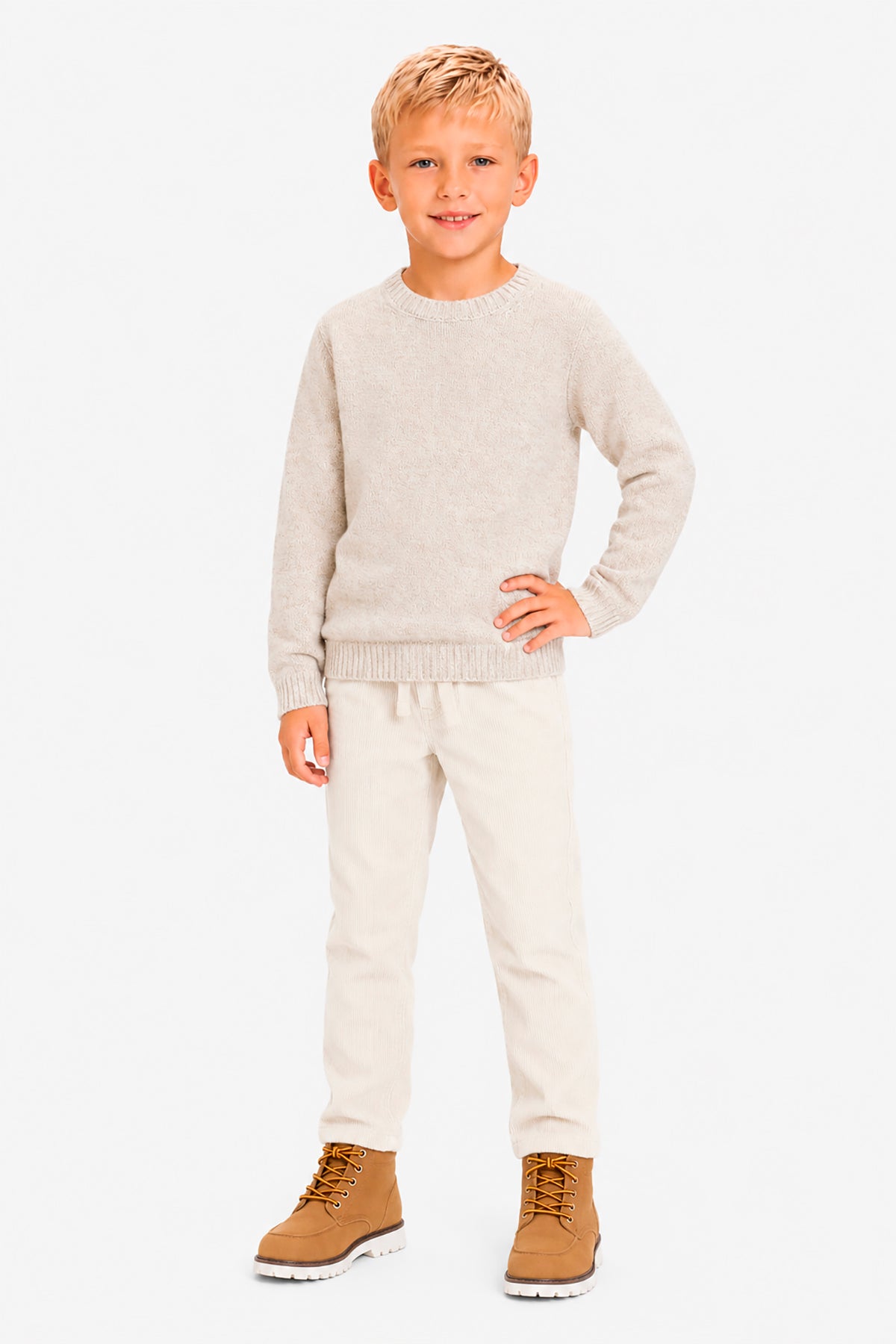 Maglia girocollo mouline' corda Kids
