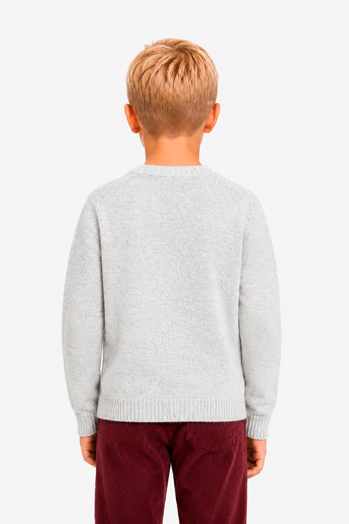 Maglia girocollo mouline' grigia Kids