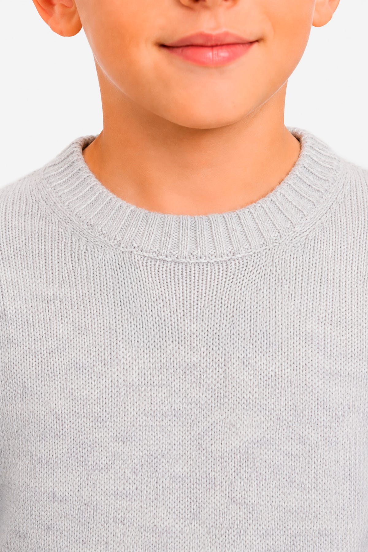 Maglia girocollo mouline' grigia Kids