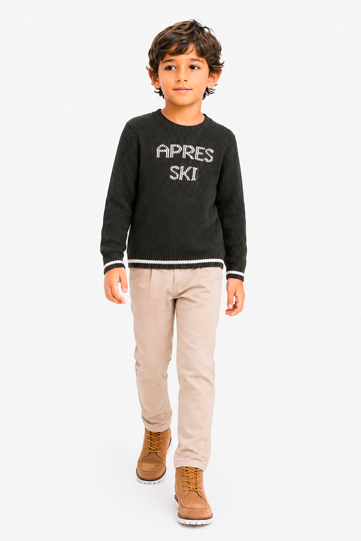 Maglia girocollo jacquard verde Kids