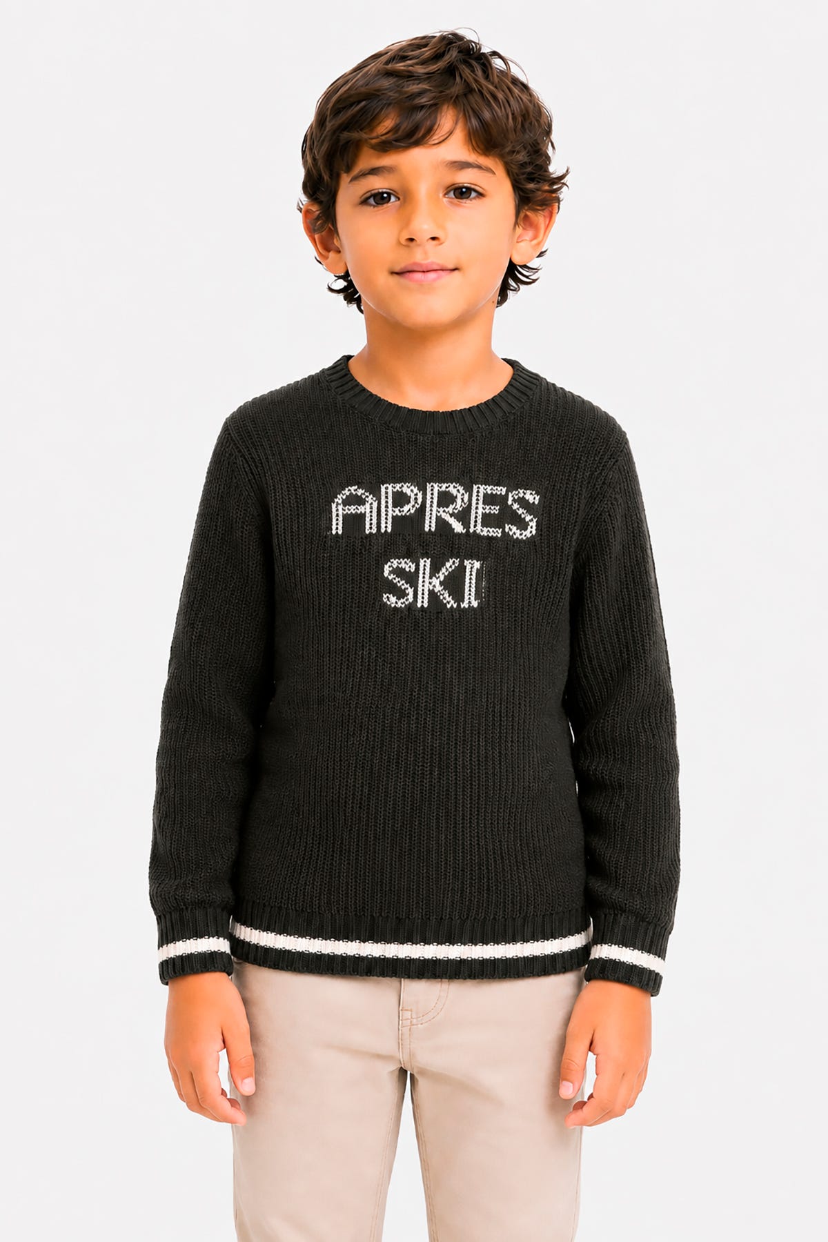 Maglia girocollo jacquard verde Kids