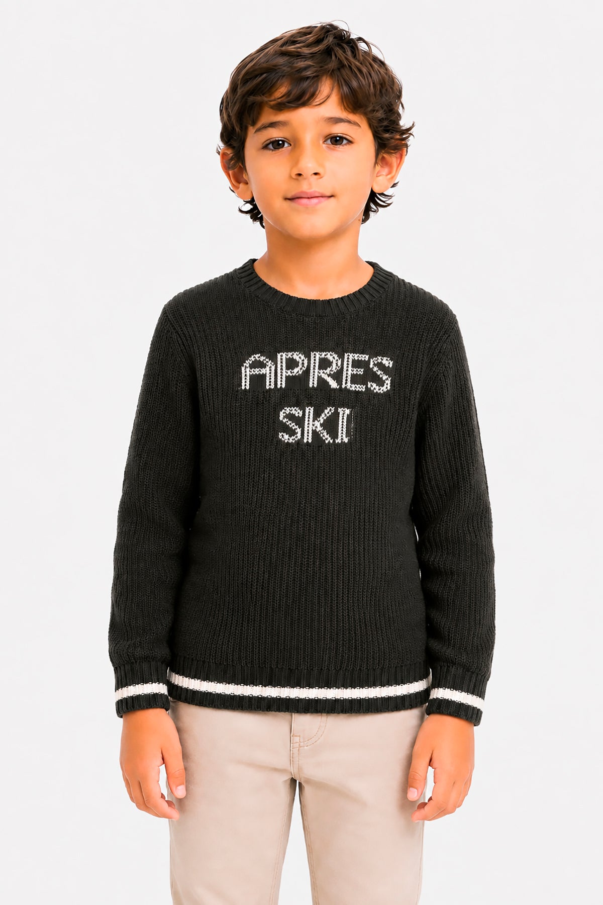 Maglia girocollo jacquard verde Kids