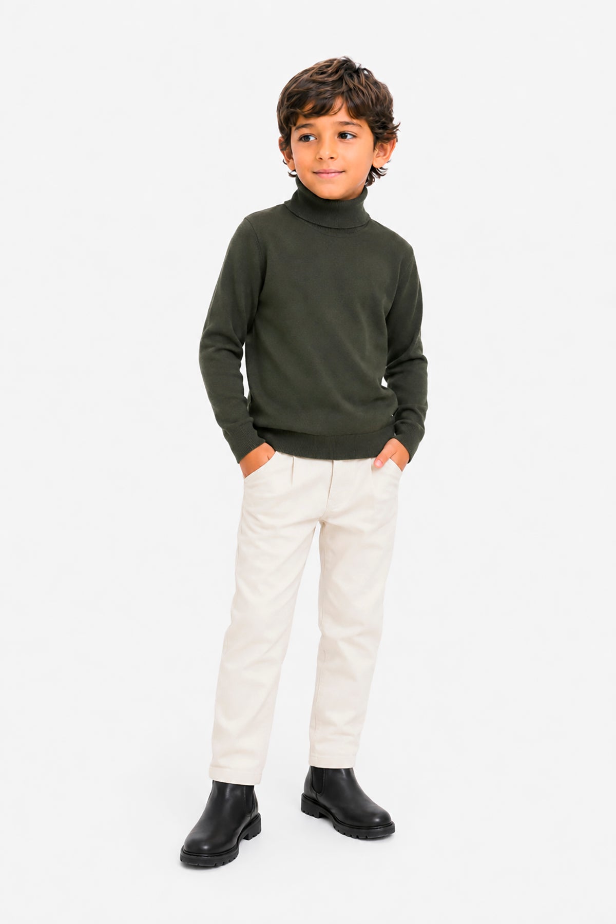 Maglia dolcevita basic verde Kids