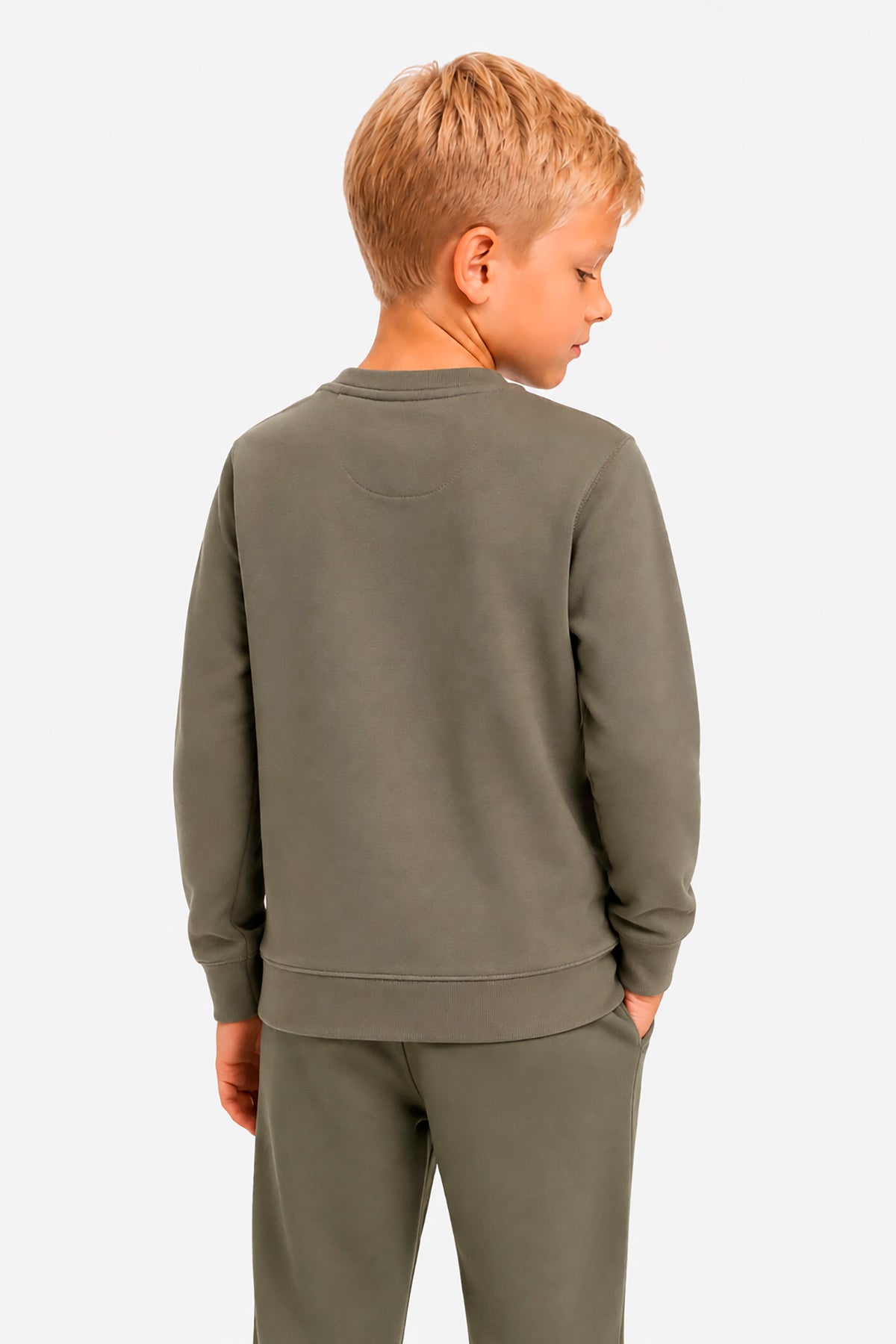 Felpa girocollo oliva Kids