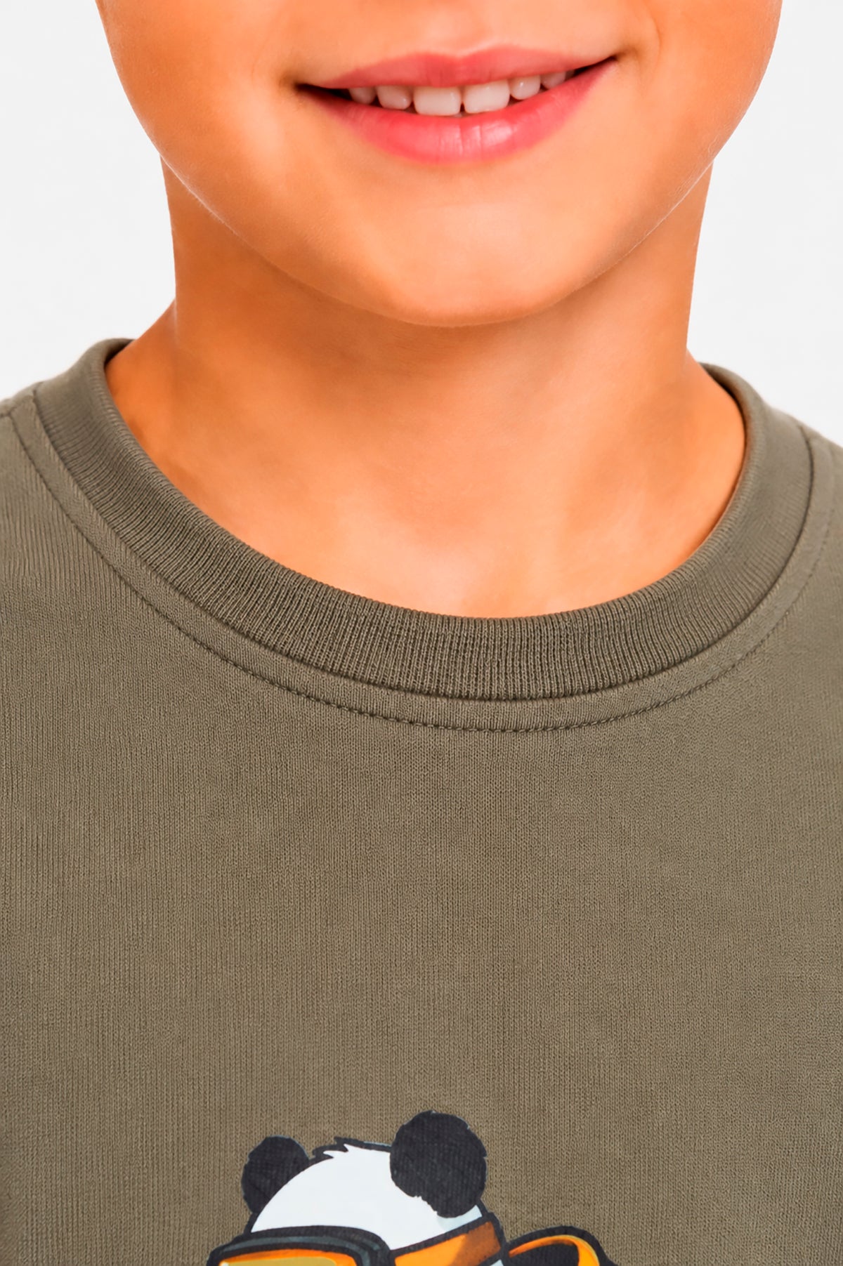 Felpa girocollo oliva Kids