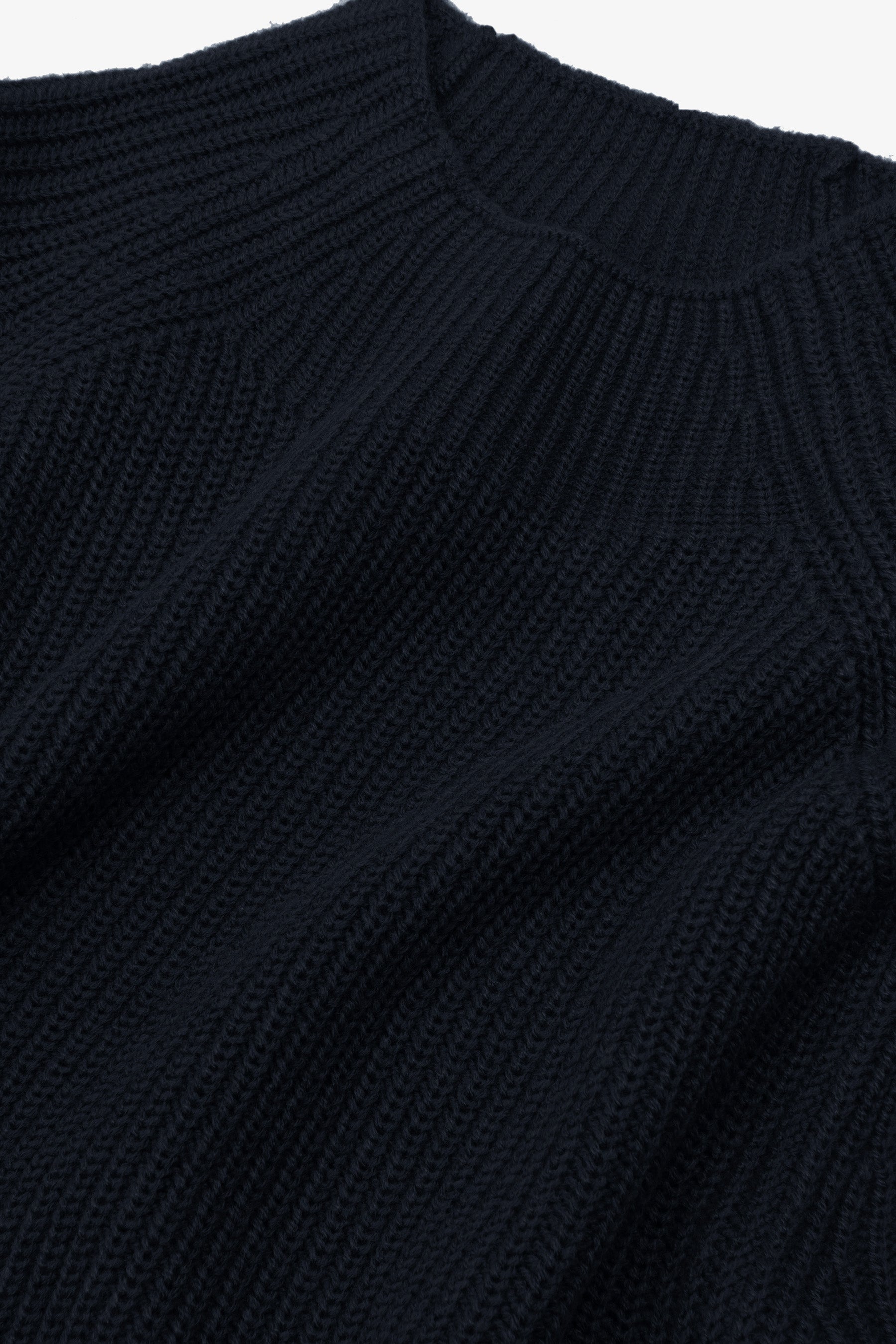 Maglia collo vulcano punto pannocchia blu-Dan John