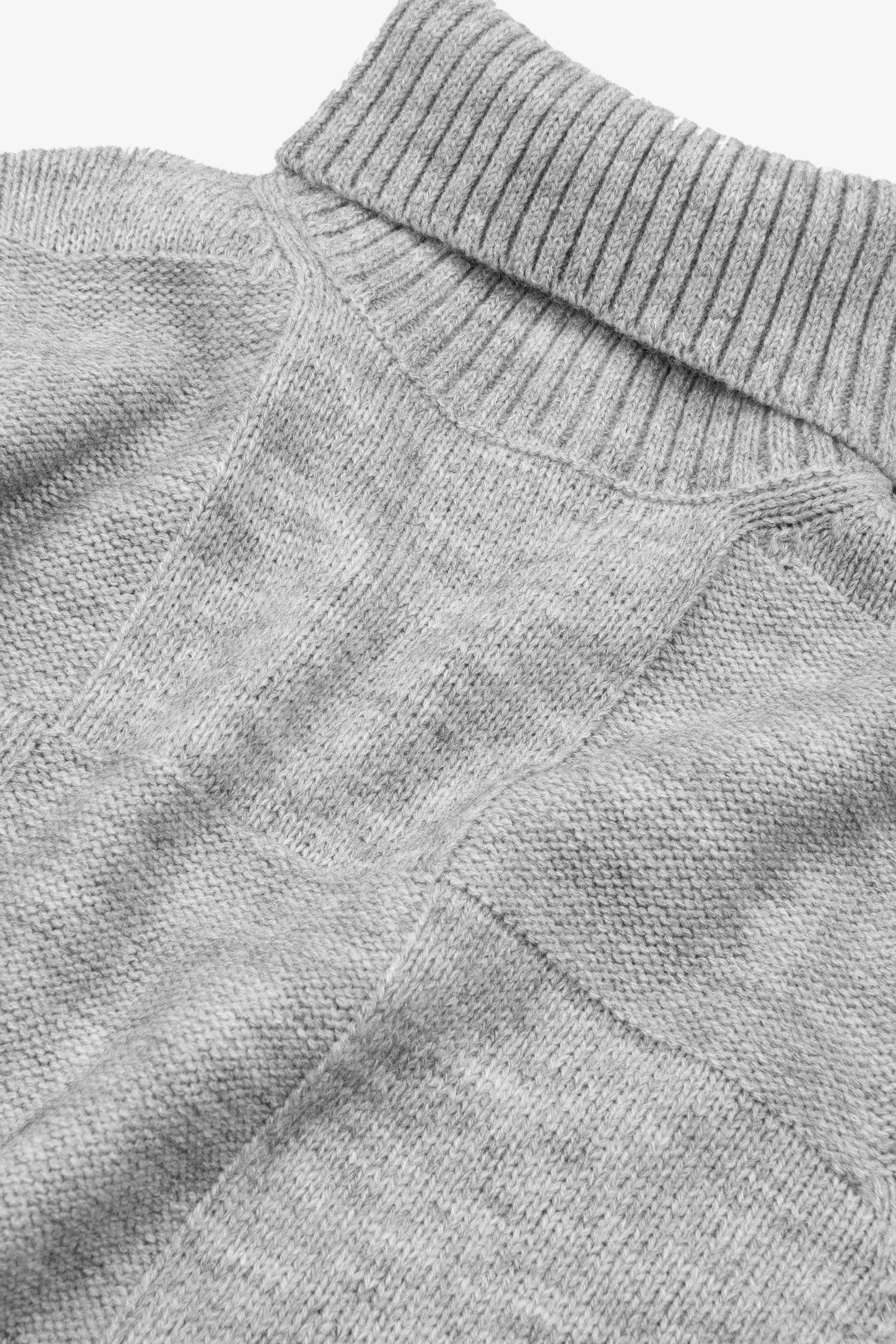 Maglia dolcevita a quadri grigio melange-Dan John