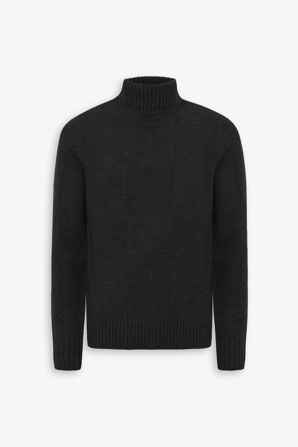 Maglia dolcevita a quadri nera-Dan John