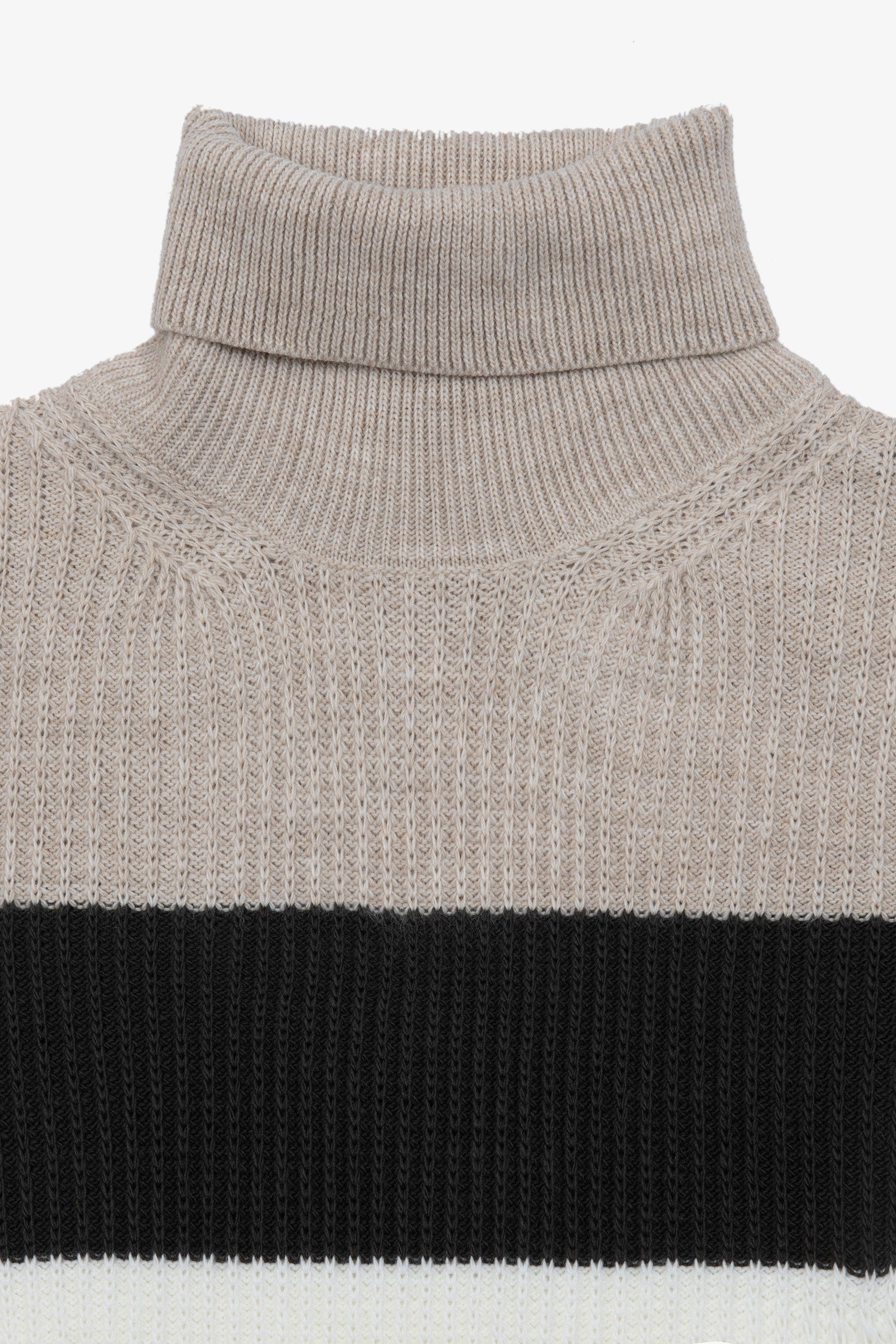 Maglia dolcevita a righe beige-Dan John