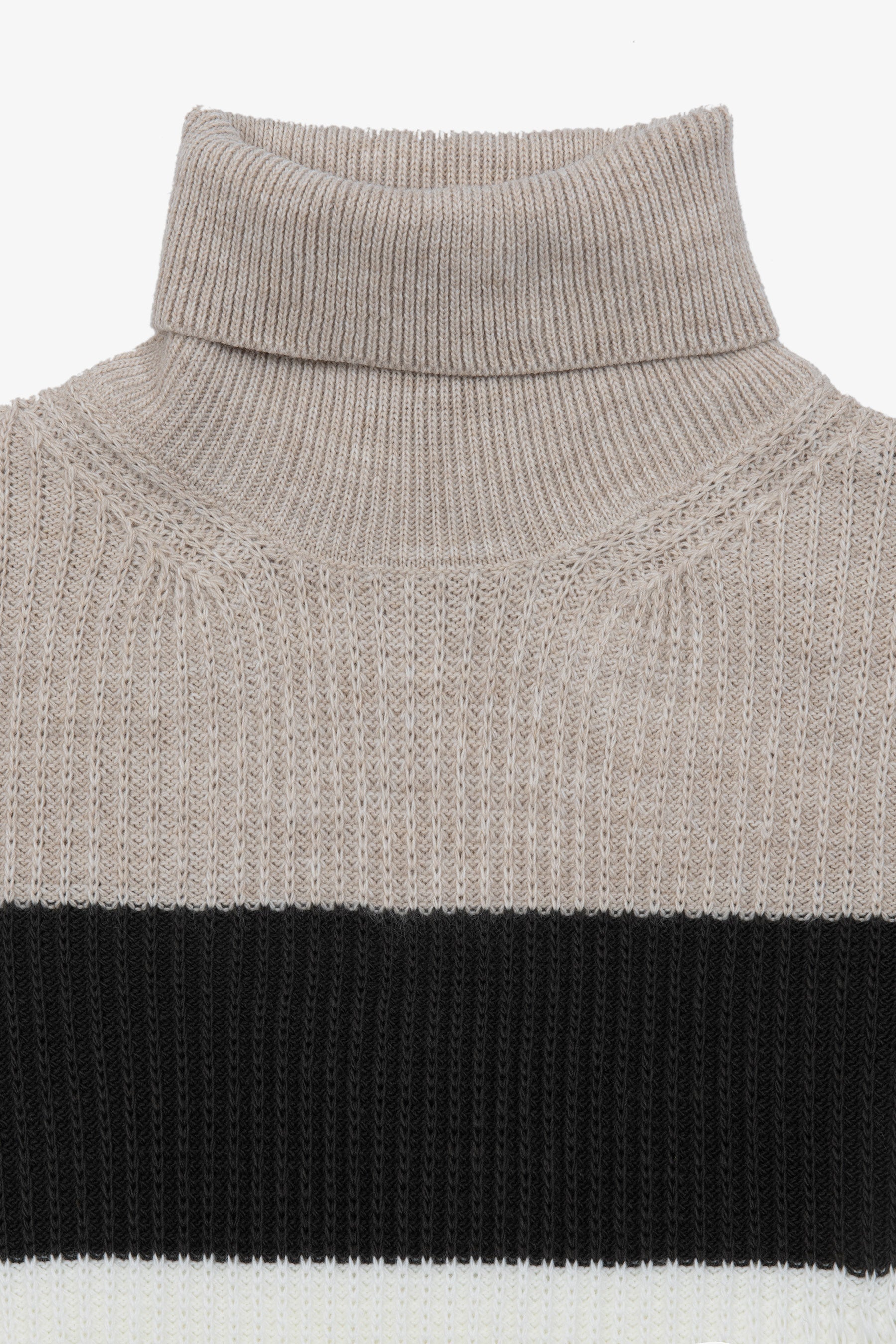 Maglia dolcevita a righe beige-Dan John