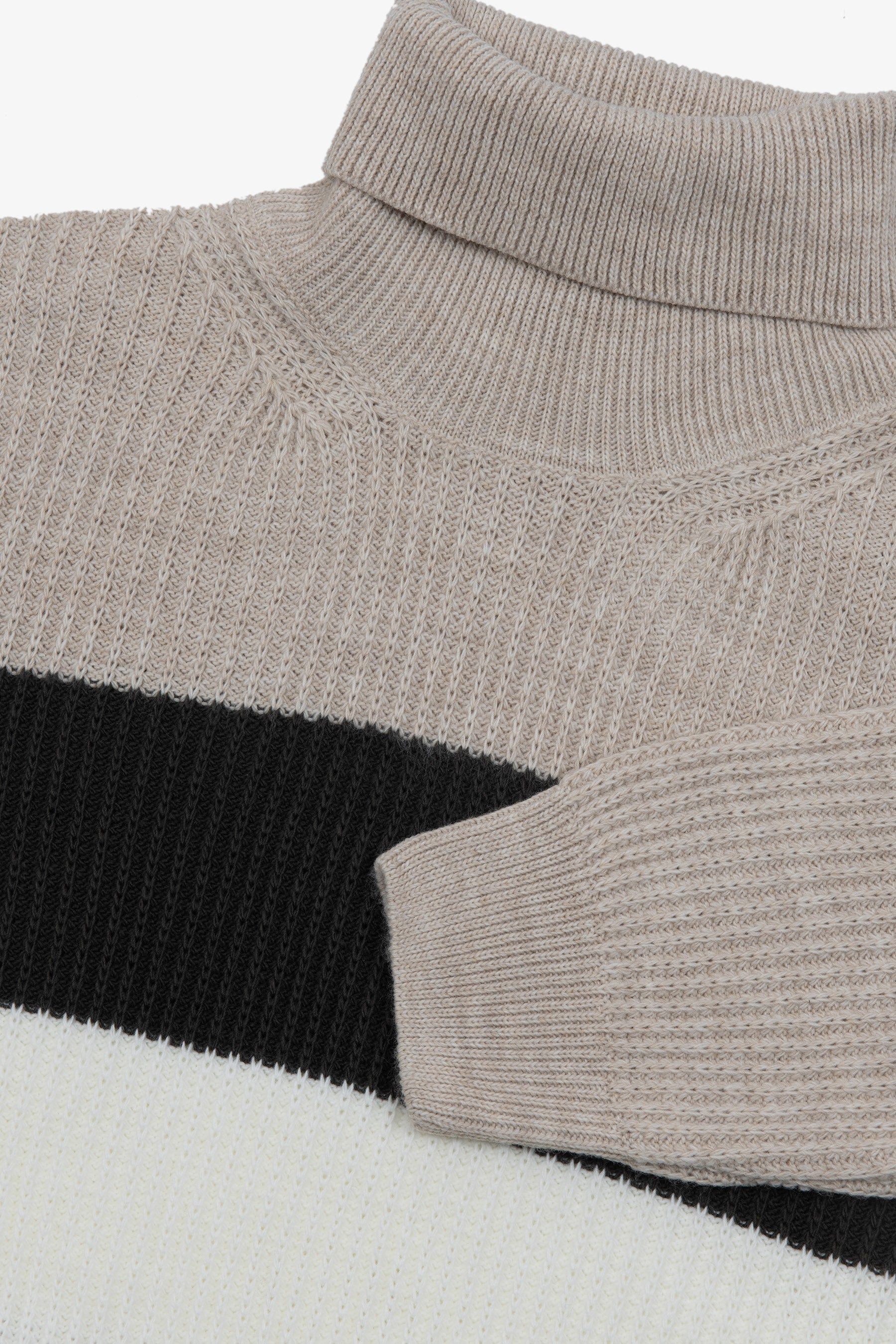 Maglia dolcevita a righe beige-Dan John