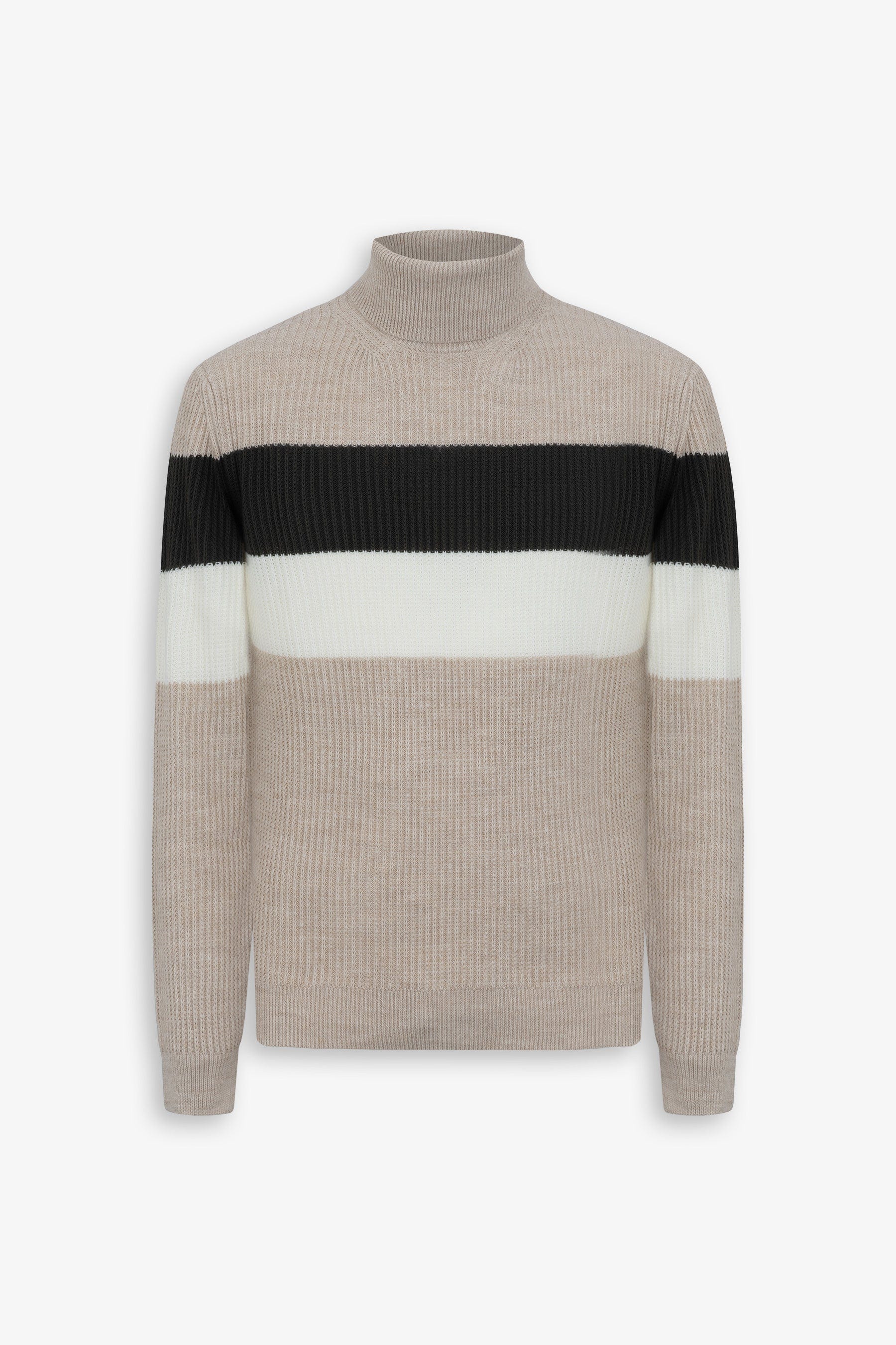 Maglia dolcevita a righe beige-Dan John