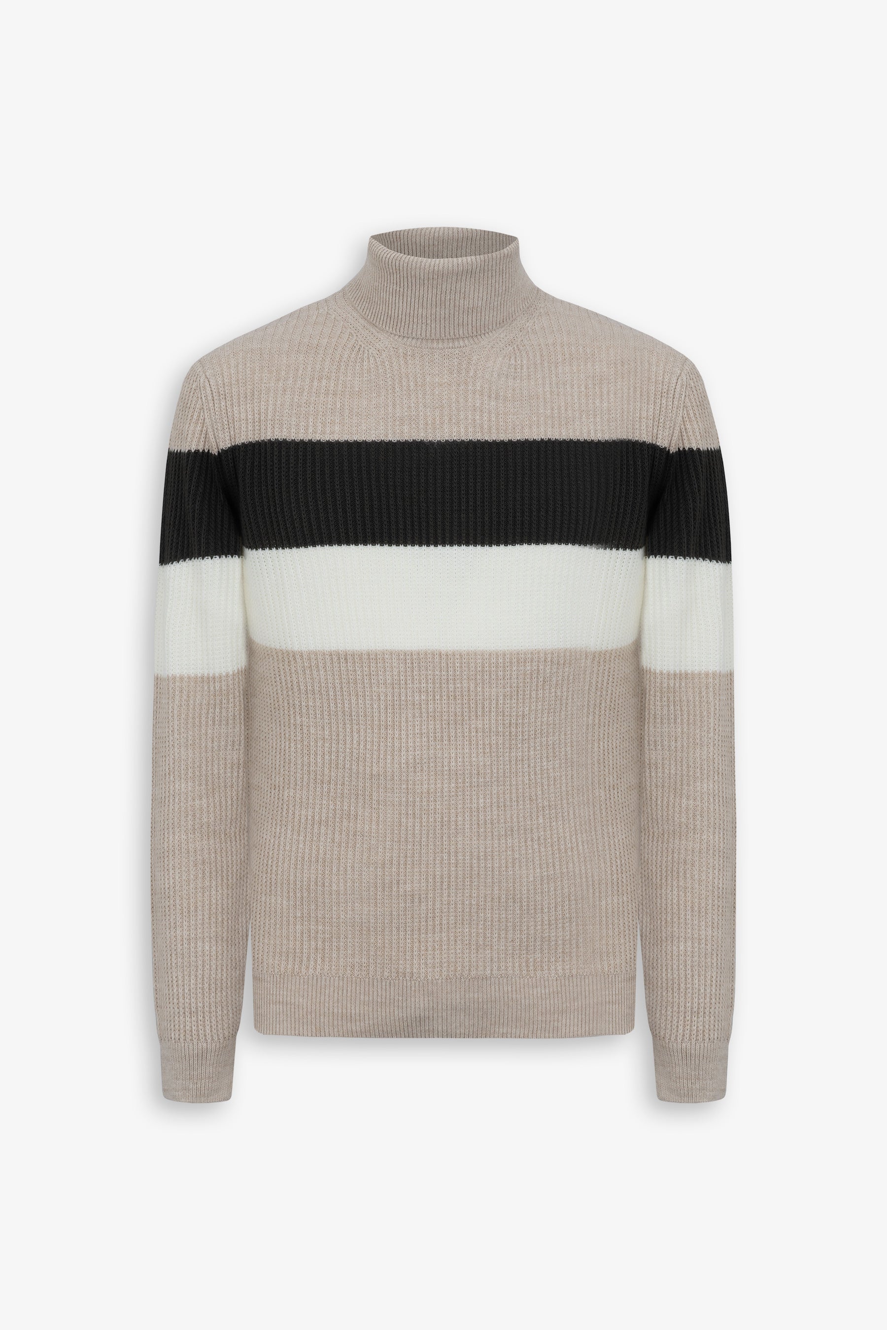 Maglia dolcevita a righe beige-Dan John